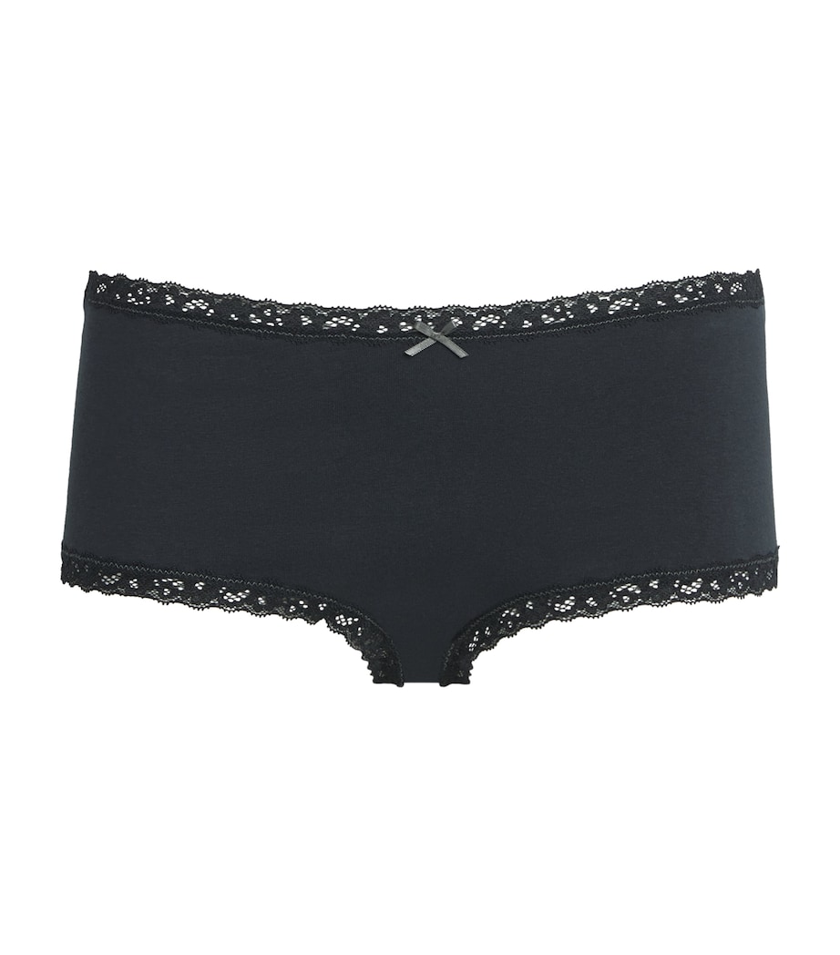Skims Womens Lace-Trim Boy Shorts Briefs Soot Tonal Image 1