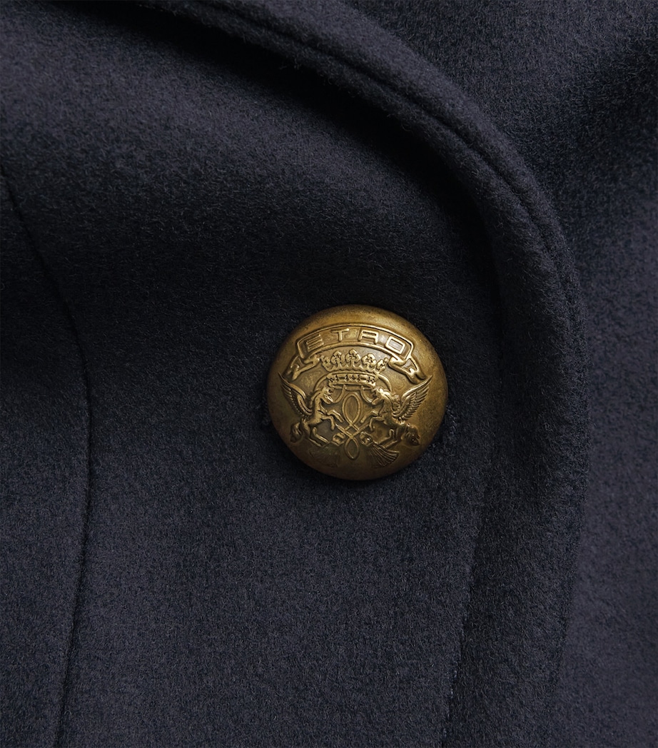 Etro Womens Wool-Blend Pea Coat Dark Blue Image 6