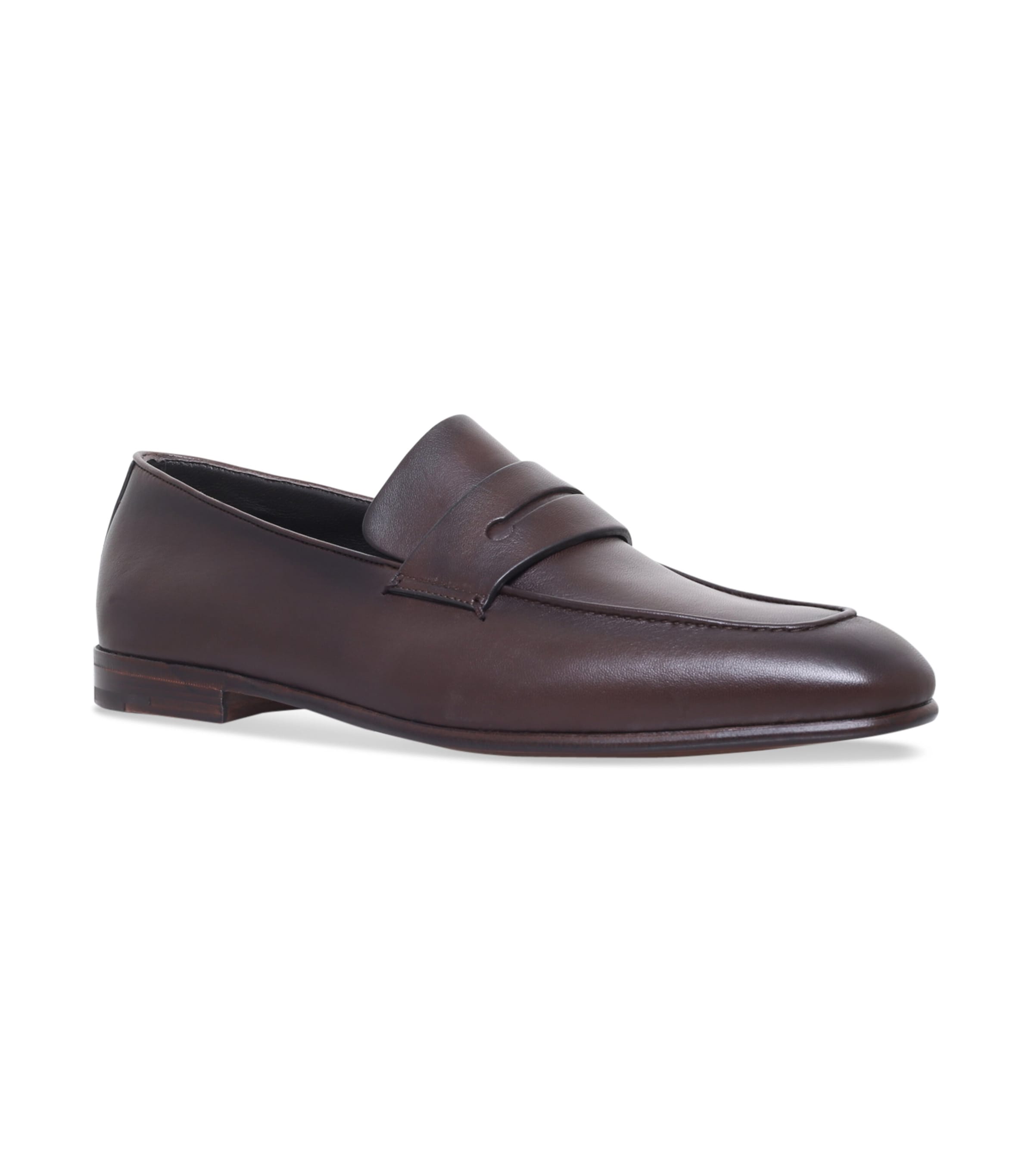 Zegna Leather Asola Penny Loafers In Brown