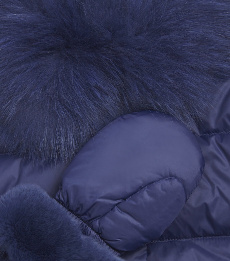 Fur-Trim Down Puffer Jacket with Mittens (4-14 Years) A7061 MATELOT Image 3