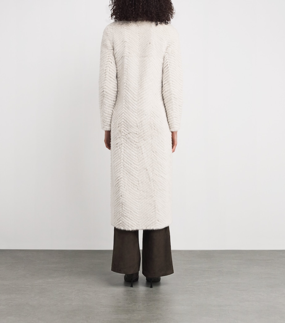 Mink-Wool Herringbone Long Coat A2048 Image 4
