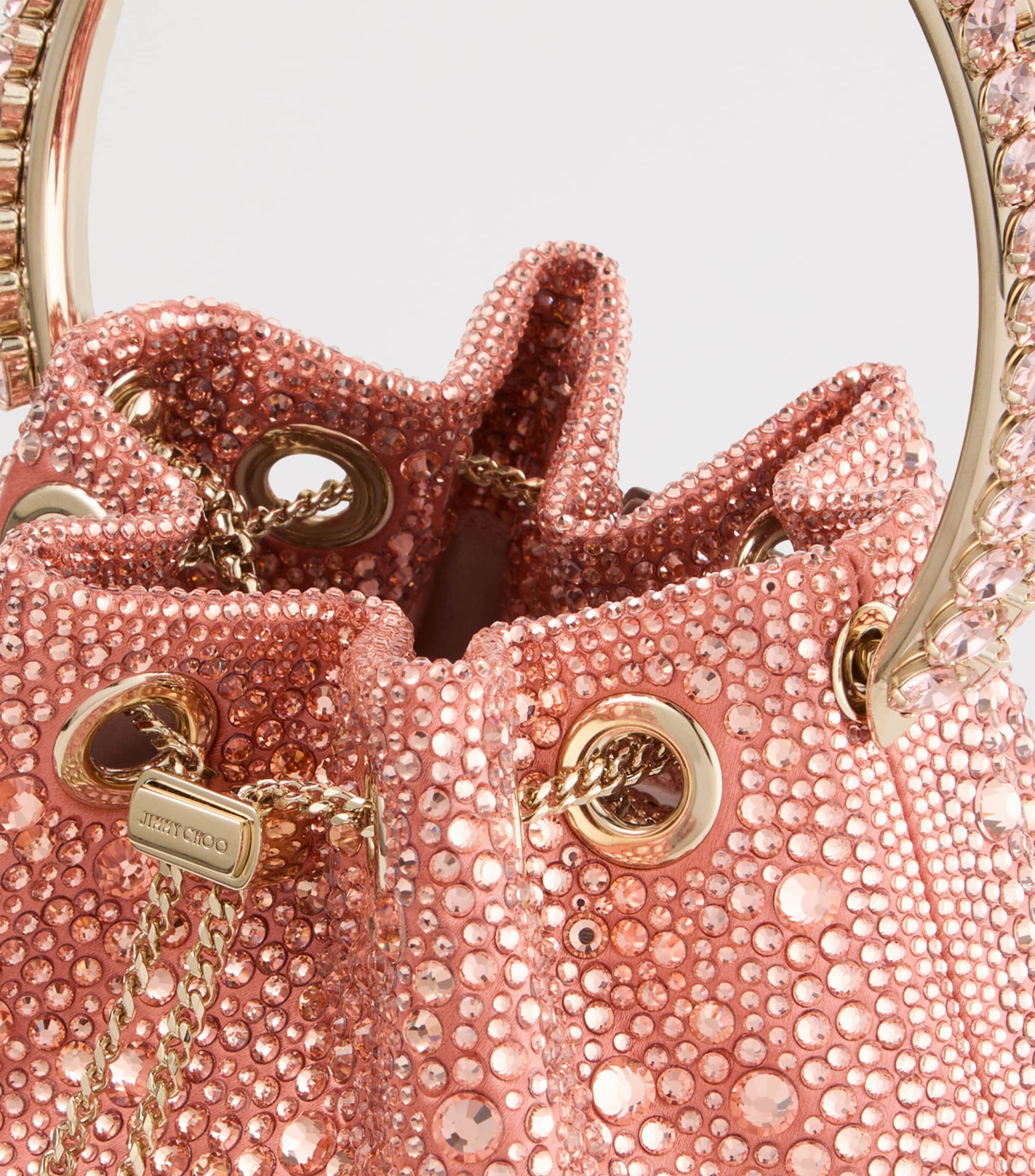 Jimmy Choo Bon Bon Embellished Top-Handle Bag Grapefruit/crystal/l Image 5