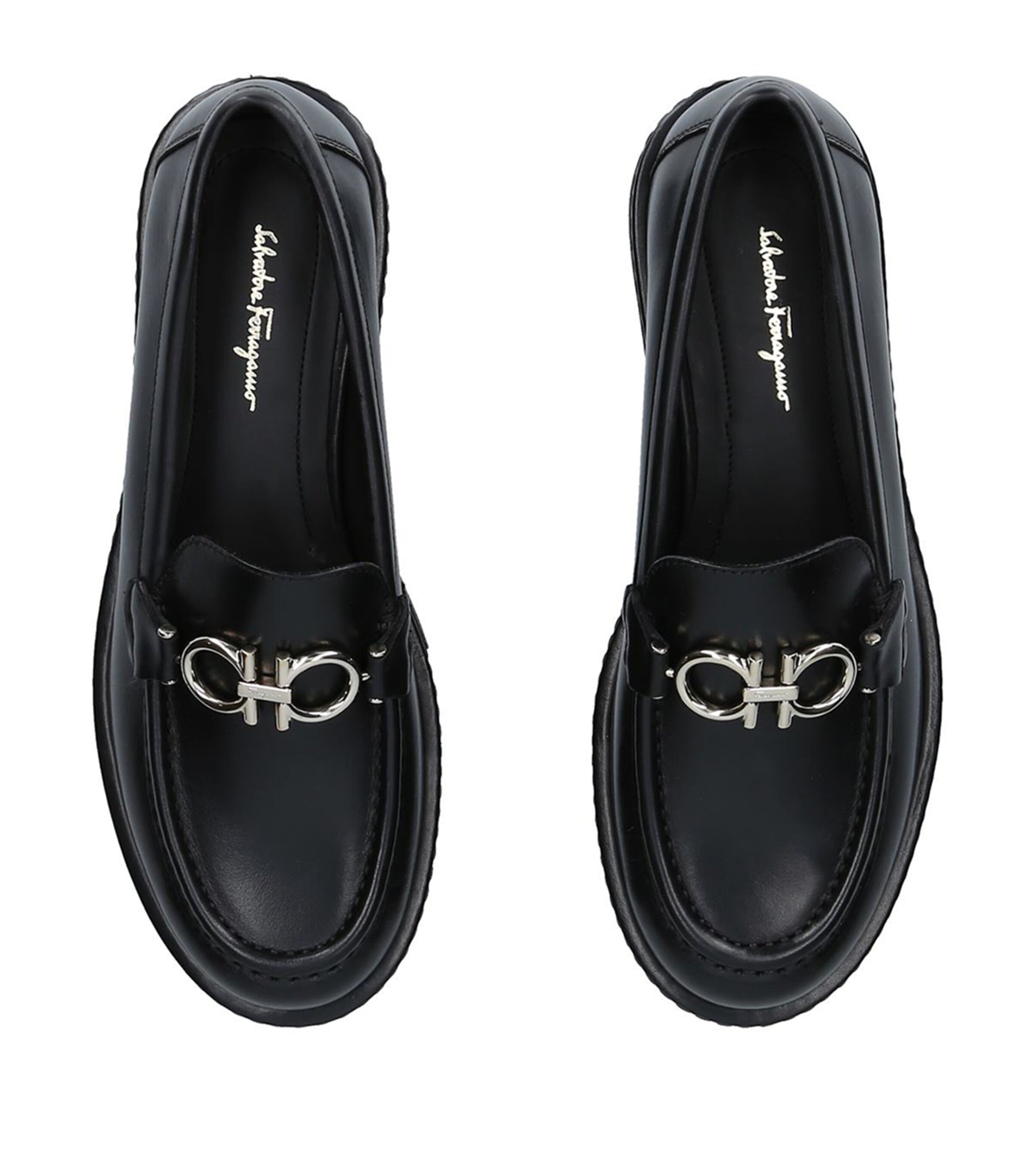 Salvatore Ferragamo Black Leather Rolo Lug Loafers | Harrods US
