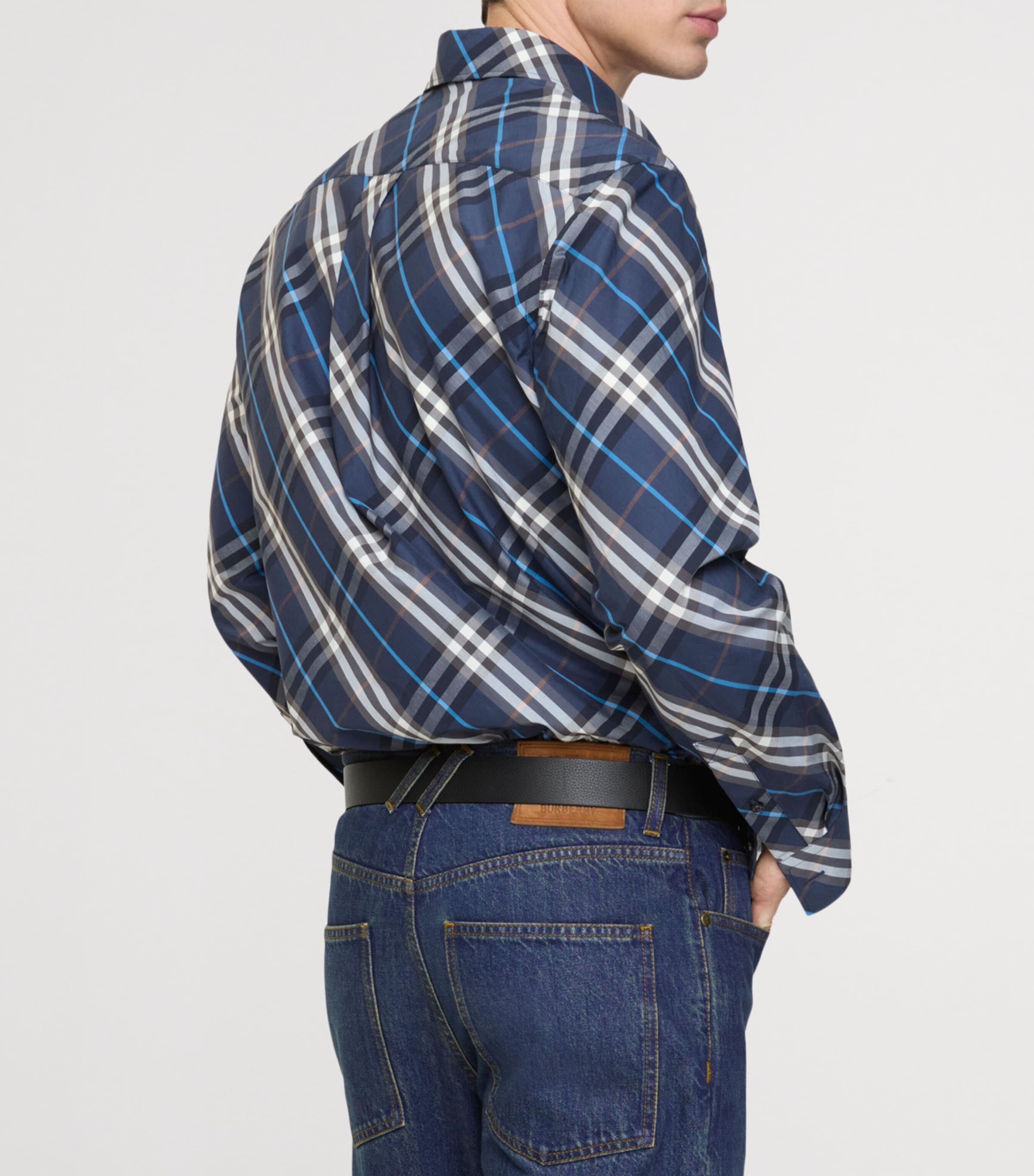 Cotton Poplin Check Shirt PILOT BLUE IP CHECK Image 3