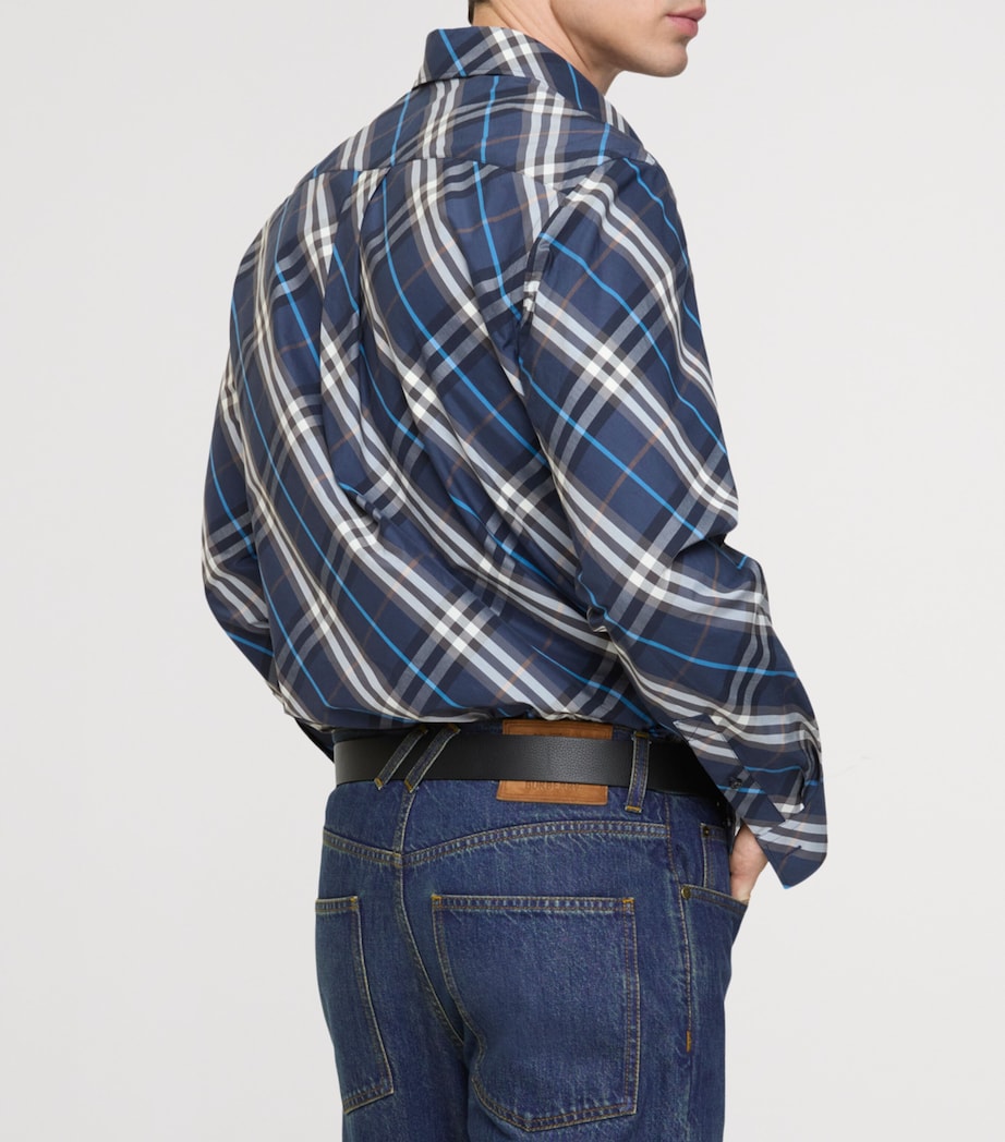 Cotton Poplin Check Shirt PILOT BLUE IP CHECK Image 3