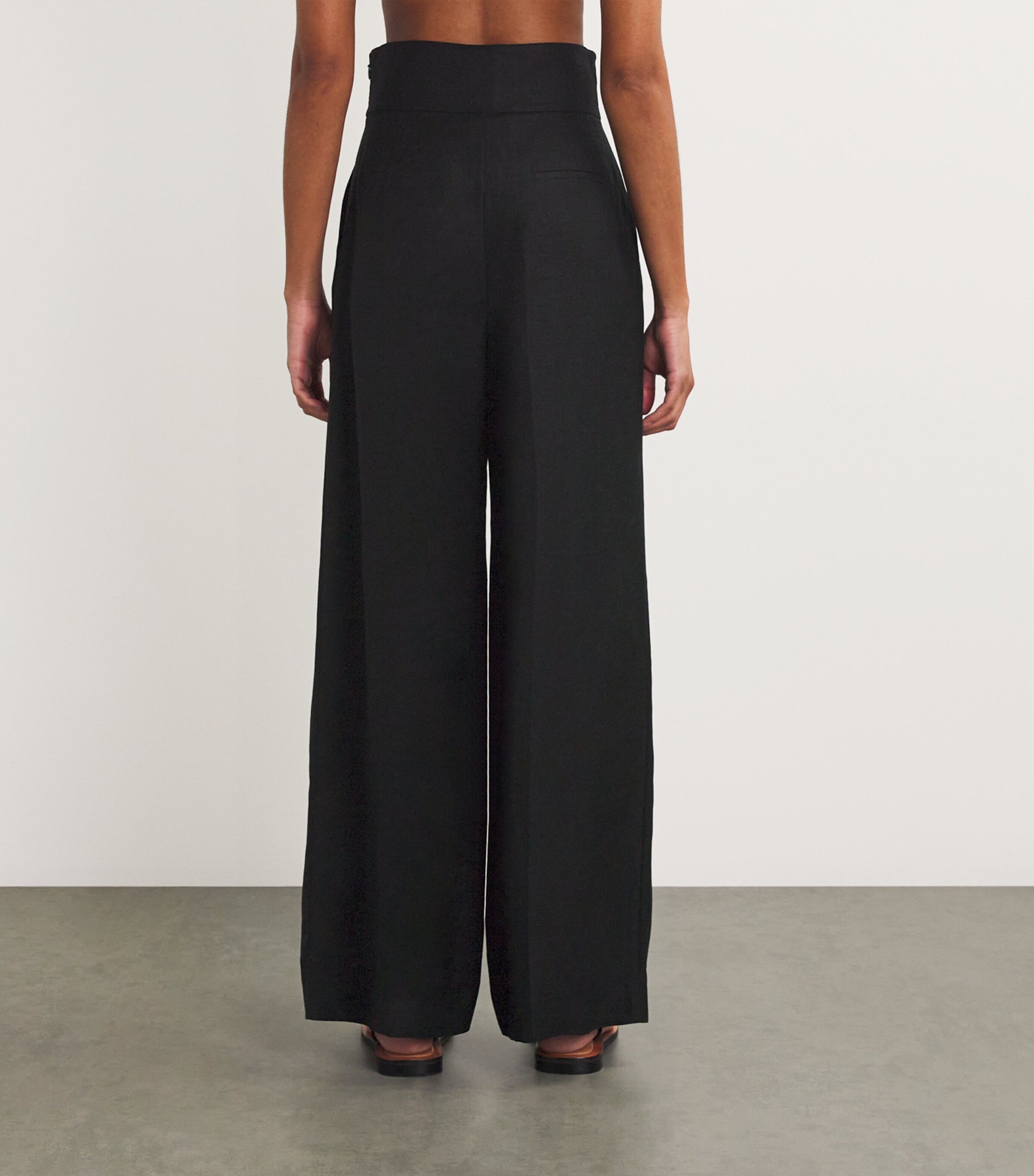 Linen-Blend Oversized Serene Trousers DBLKBLACK Image 4