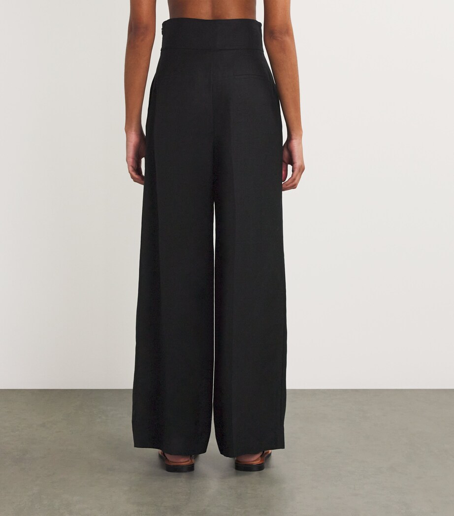 Linen-Blend Oversized Serene Trousers DBLKBLACK Image 4