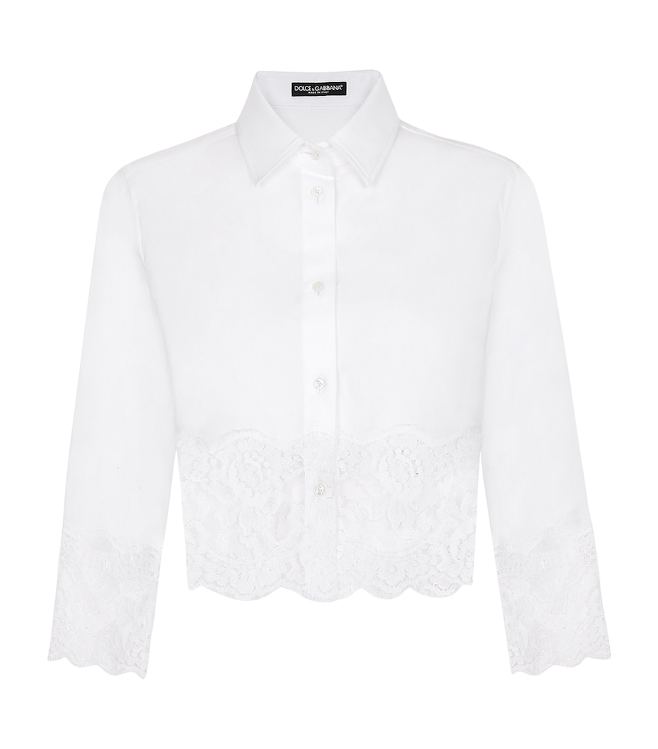 Cropped Lace-Trim Shirt W0800-OPTICAL WHITE Image 1