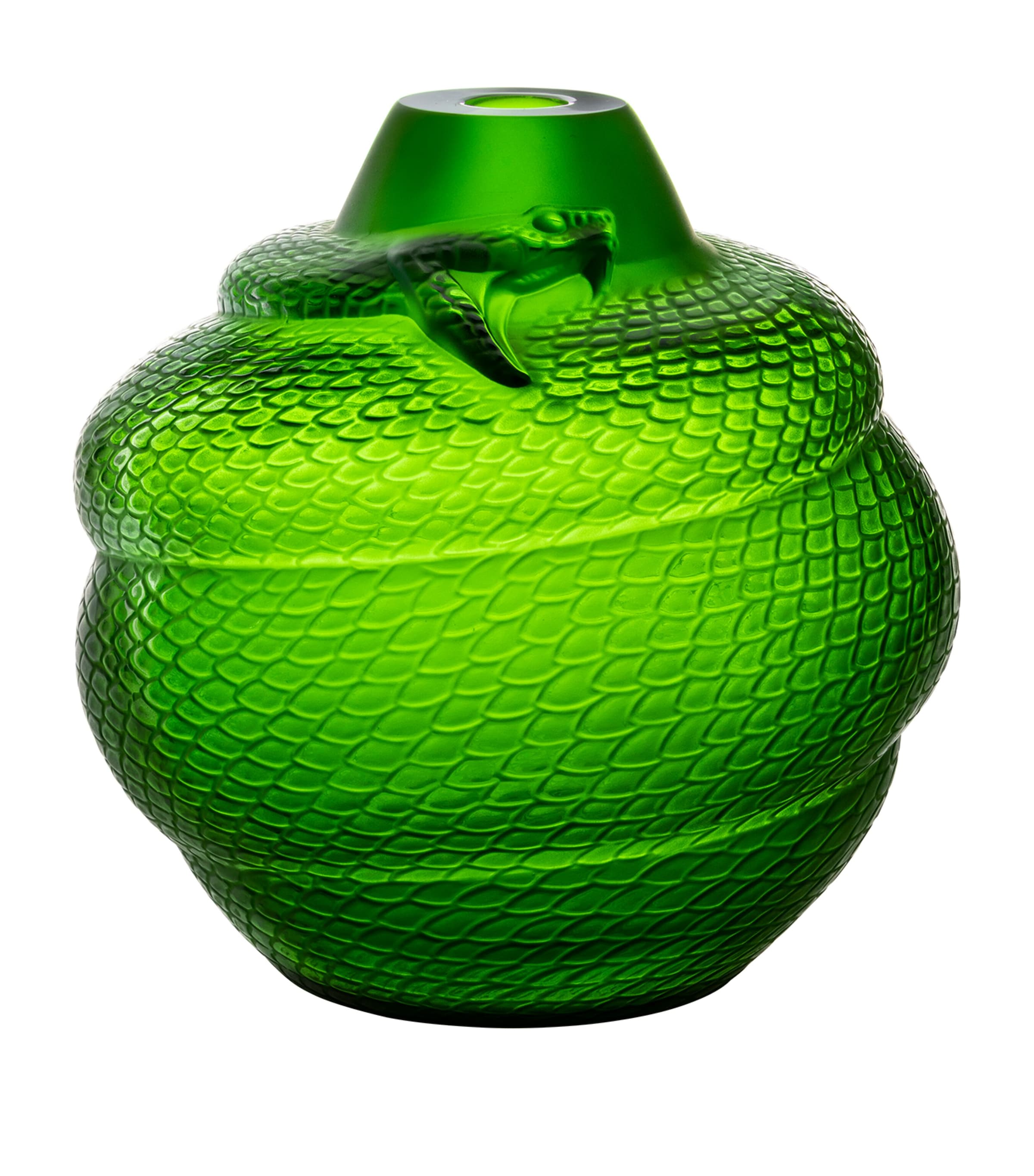 Lalique Serpent Vase, Amazon Green In Green