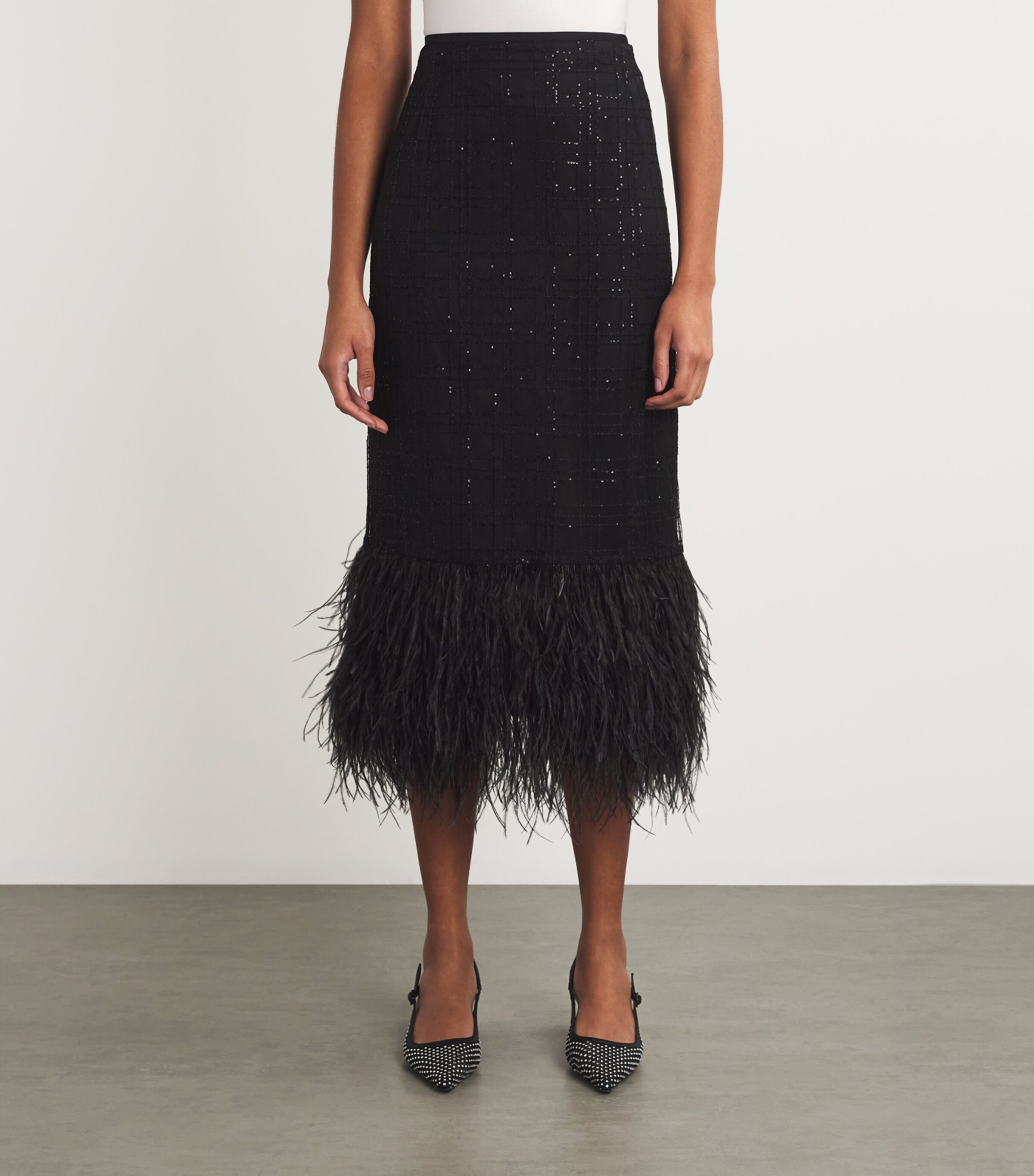 Sequinned Charisse Midi Skirt BLACK Image 3