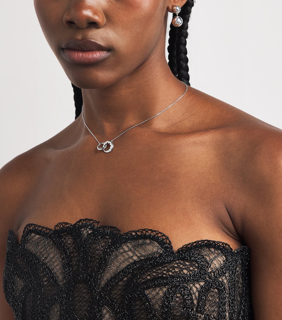 Rhodium-Plated Silver Orbit Crystal Pendant Necklace SILVER Image 2