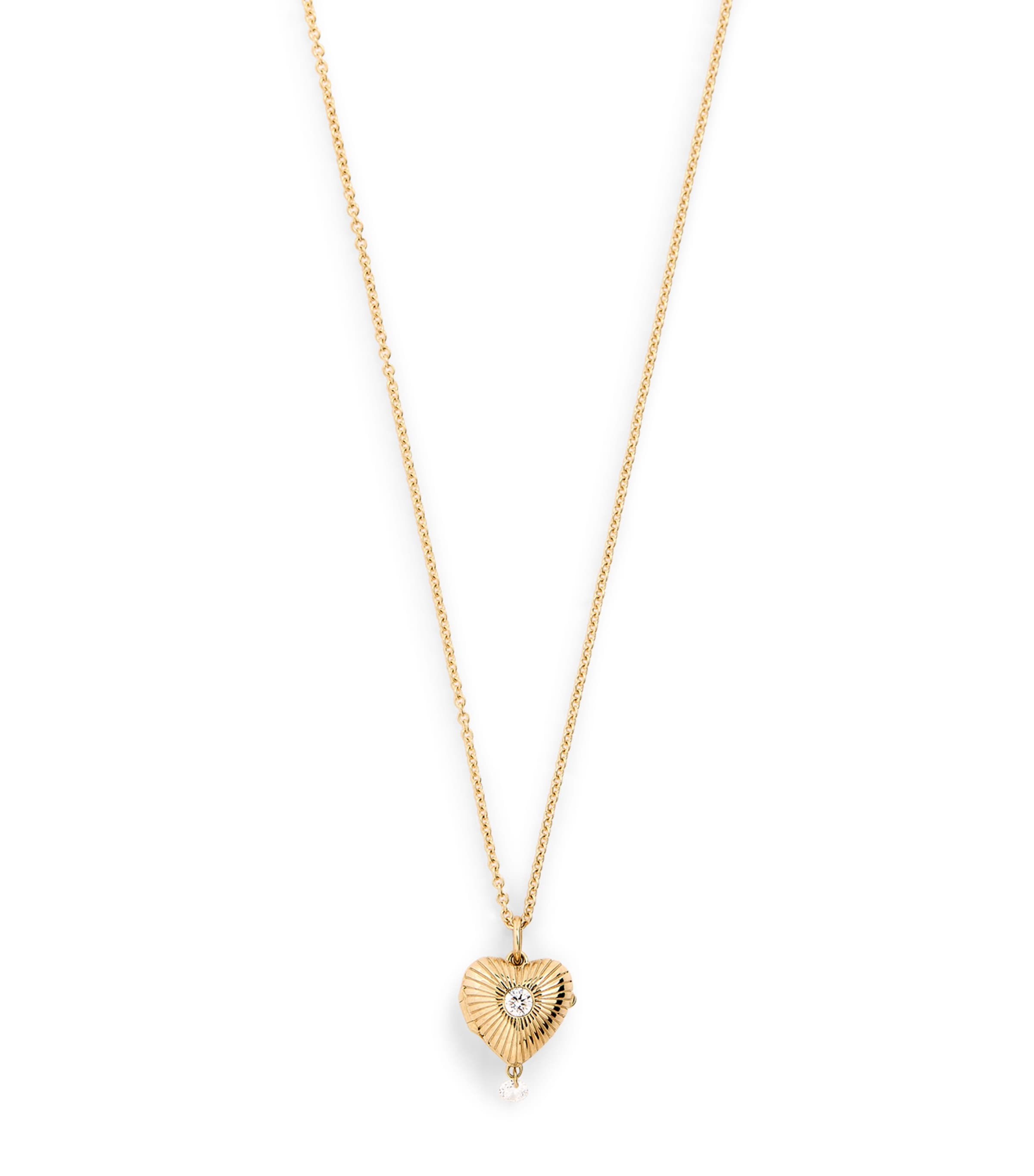 Persée Small Yellow Gold And Diamond Heart Memoria Locket Necklace In Gold