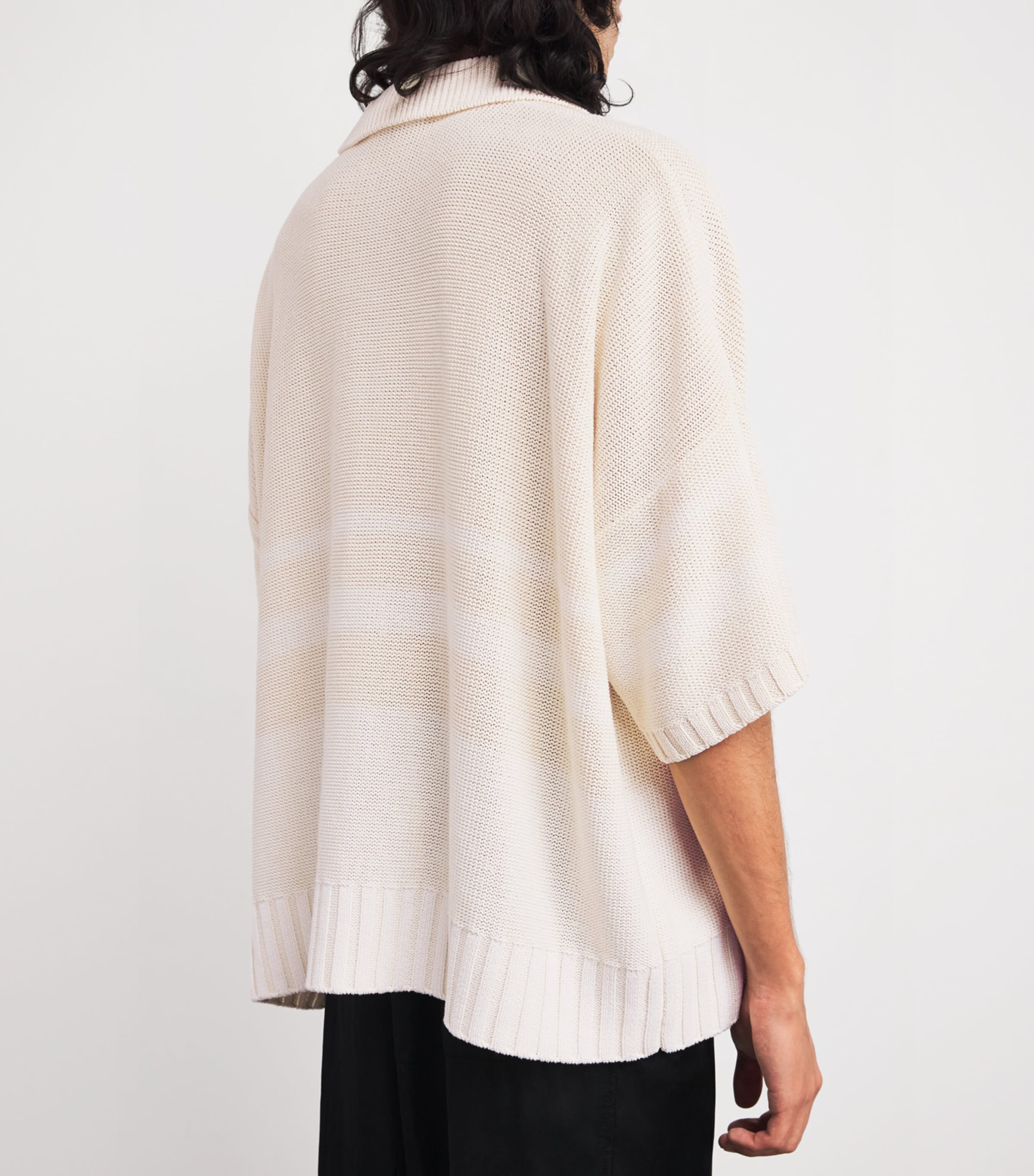 Short-Sleeve Polo Sweater IVORY / WHITE Image 4