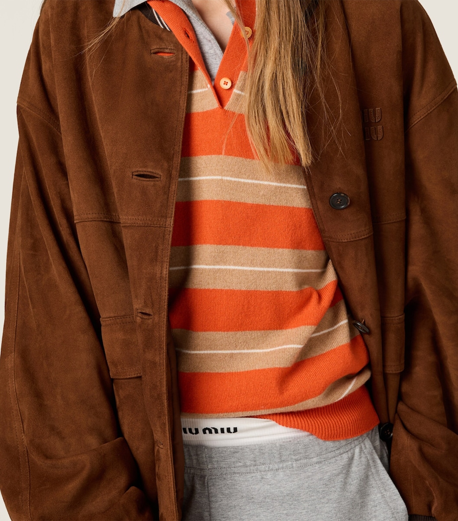 Miu Miu Womens Suede Varsity Jacket Image 5