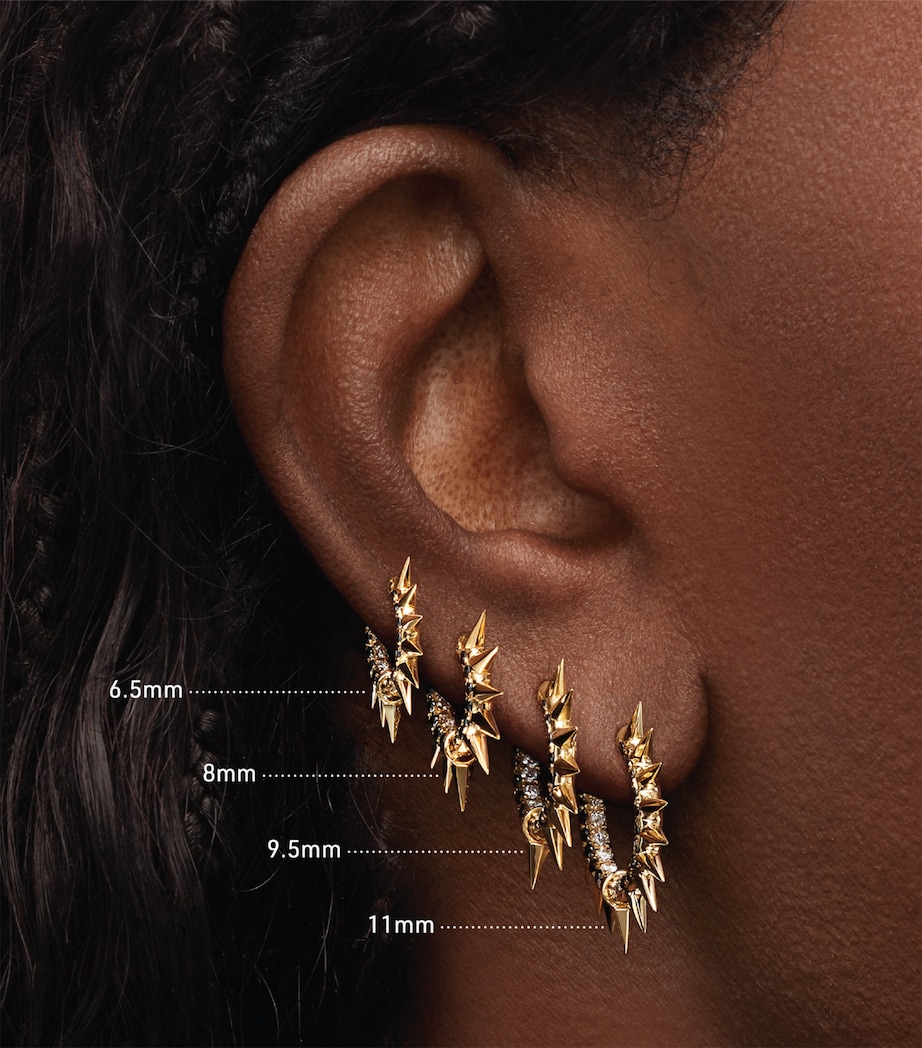 Yellow Gold and Diamond Metal Mohawk Hoop Earring (6.5mm) YELLOW GOLD Image 2