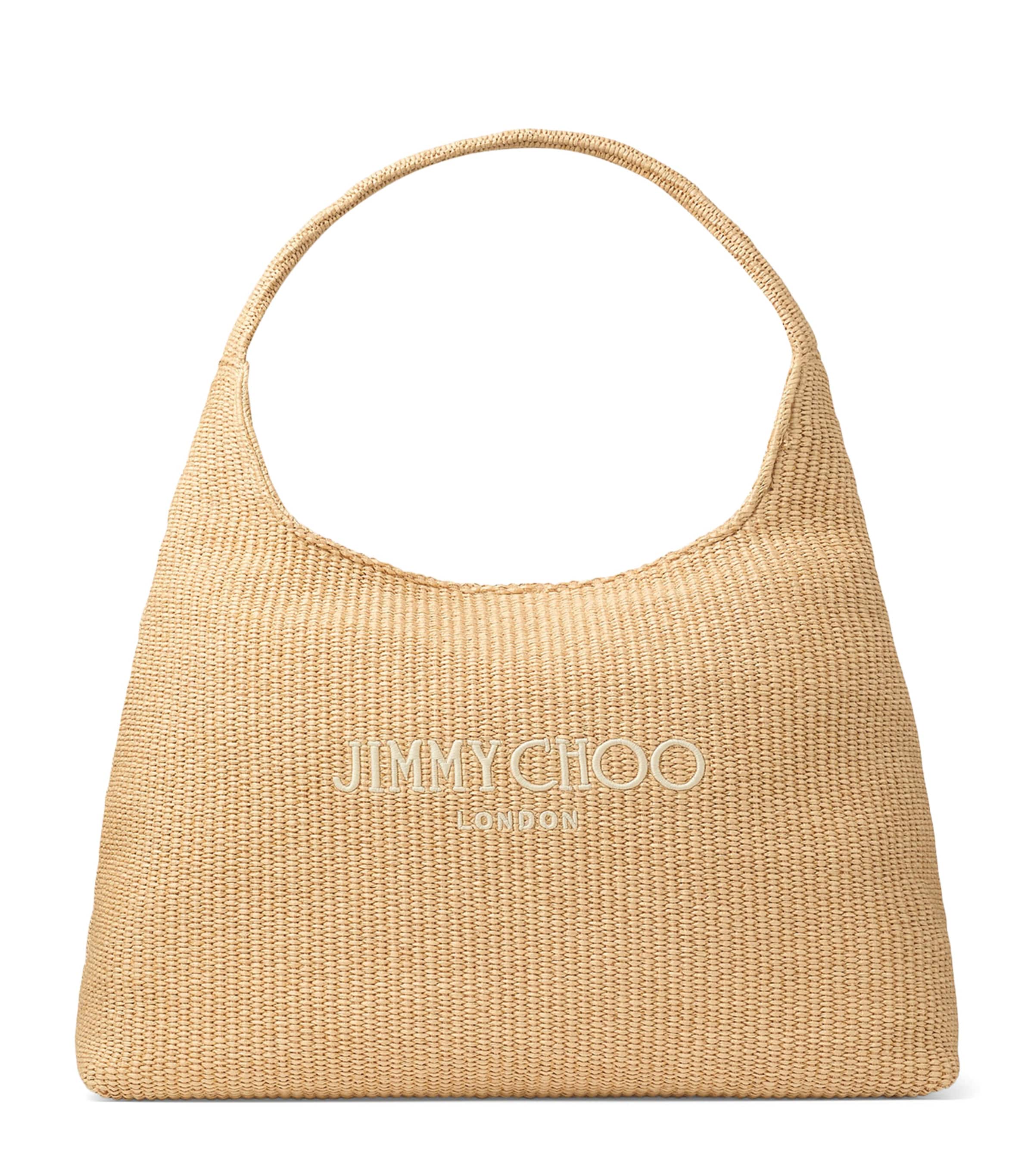 Jimmy Choo Raffia Beach Diamond Shoulder Bag In White