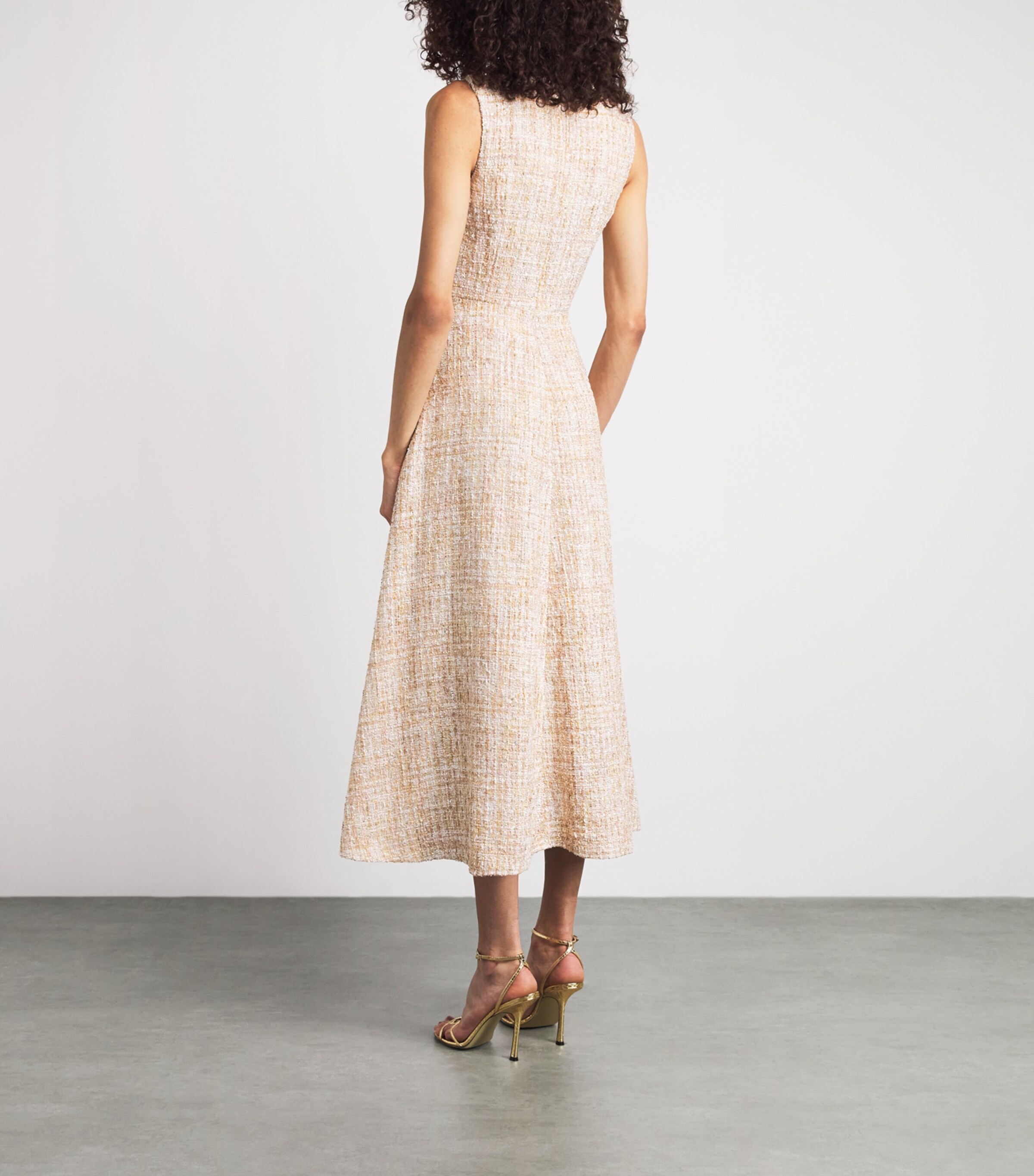 Safiyaa Womens Tweed Maisie Midi Dress Pnk Ntrls W Iridscnt Image 4