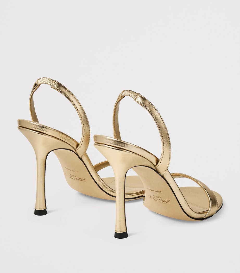 Jimmy Choo Jen 100 Metallic Leather Heeled Sandals Gold Image 3