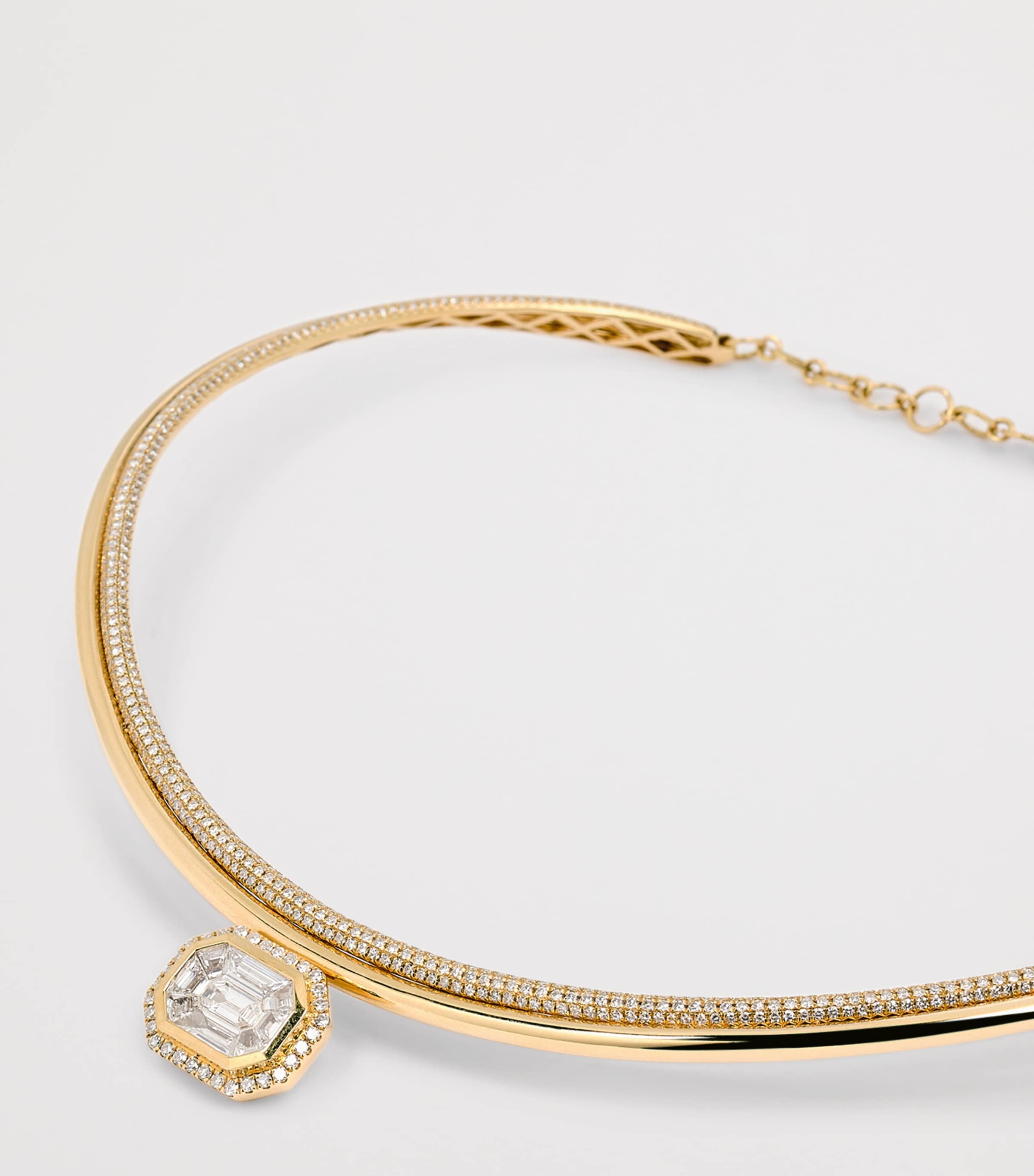 Yellow Gold and Diamond Floating Bezel Necklace YELLOW GOLD Image 3