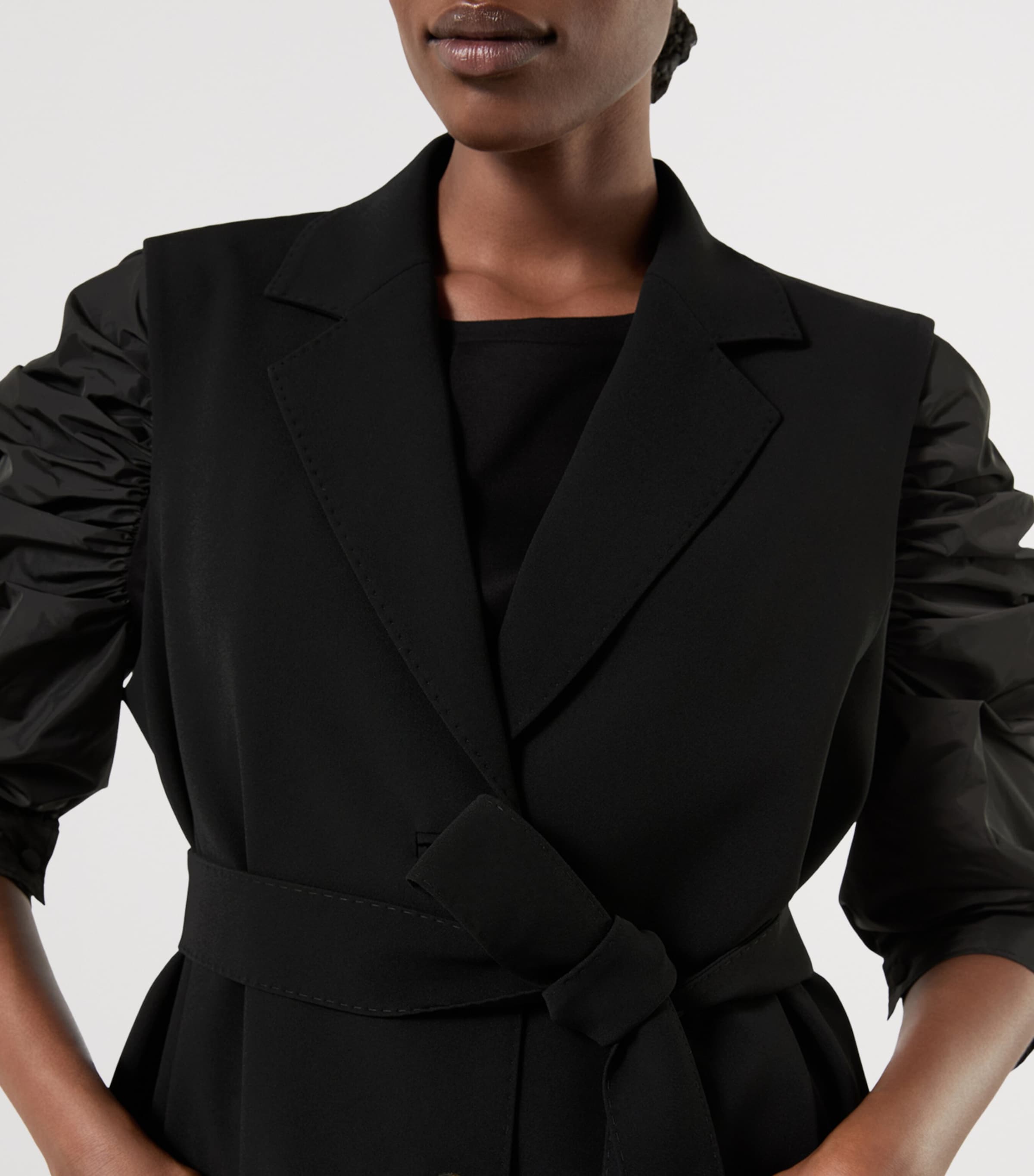 Marina Rinaldi Womens Sleeveless Belted Blazer Black Image 5