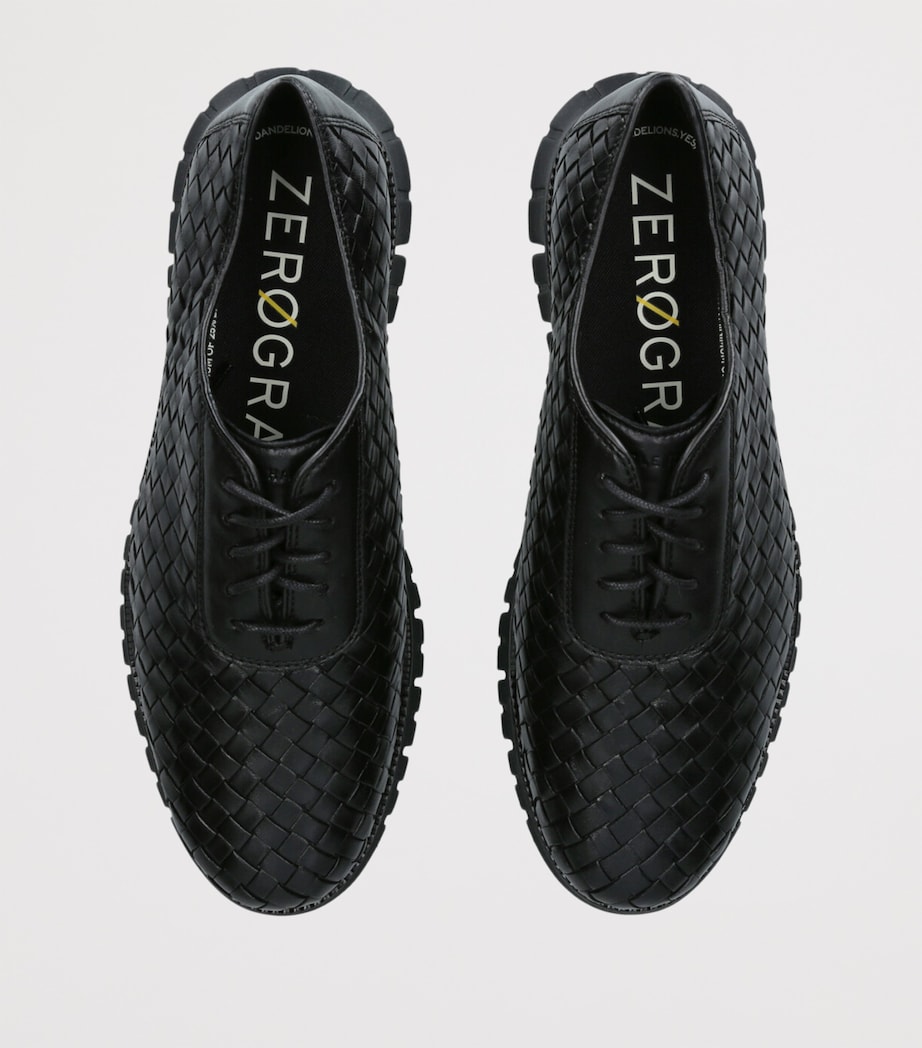 Woven Leather ZerØGrand Oxford Sneakers BLACK Image 4