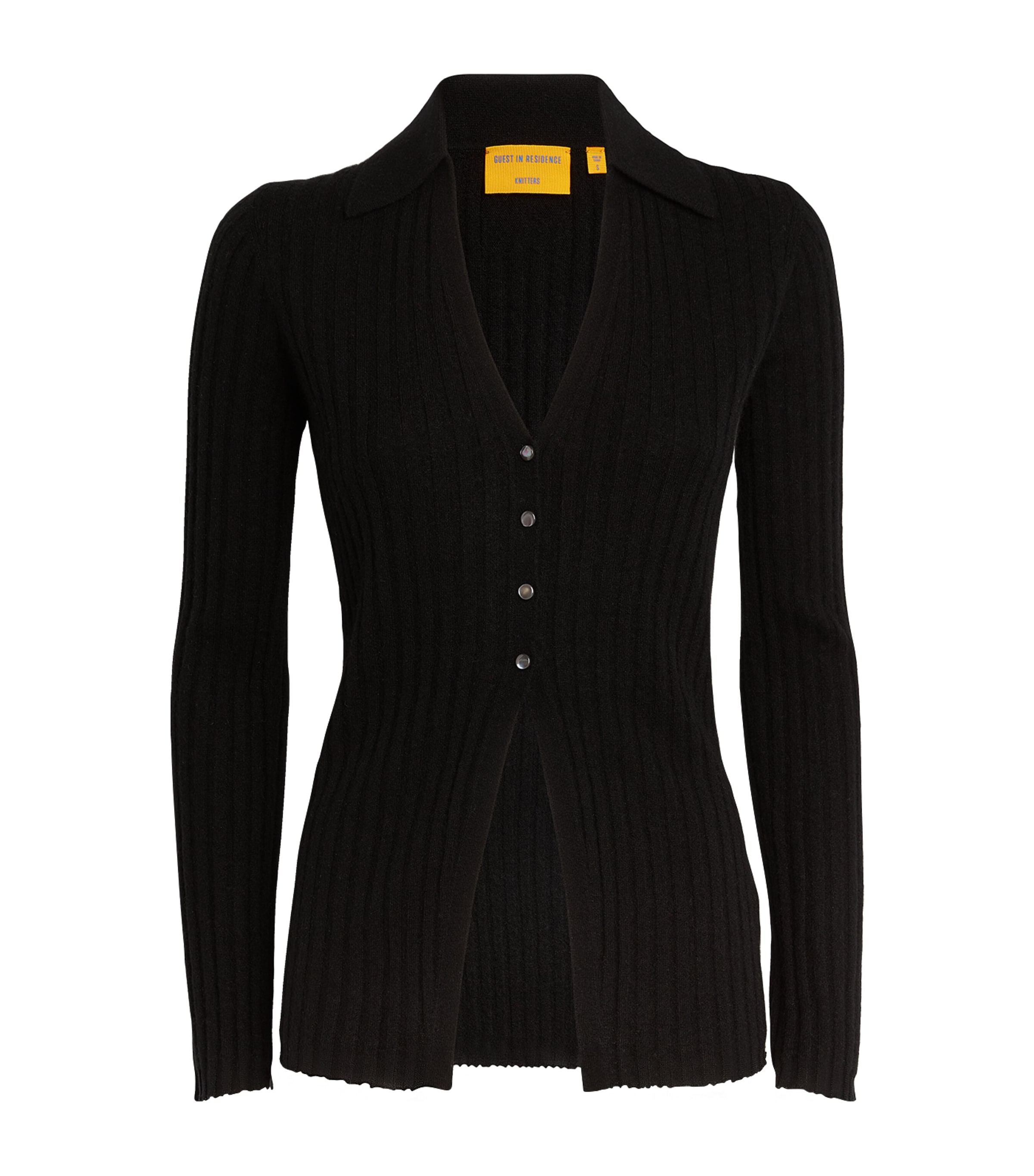 Guest In Residence Merino Wool-cashmere-silk Cardigan In Black