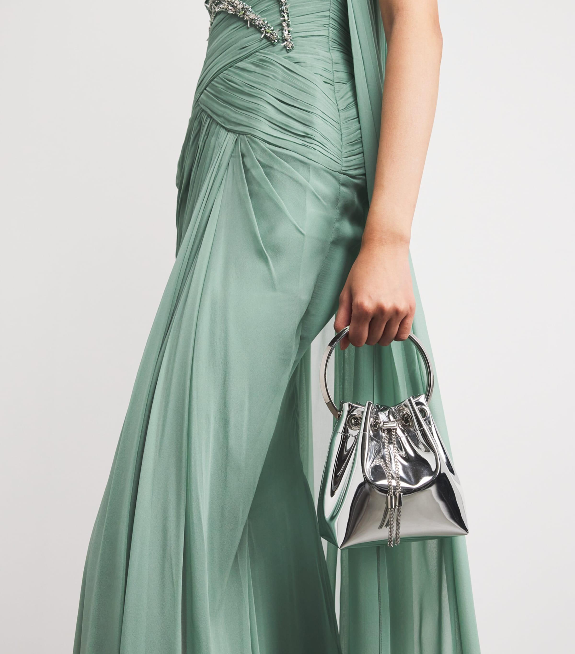 Embellished Off-The-Shoulder Gown MS0010 GREEN/SILVER Image 6