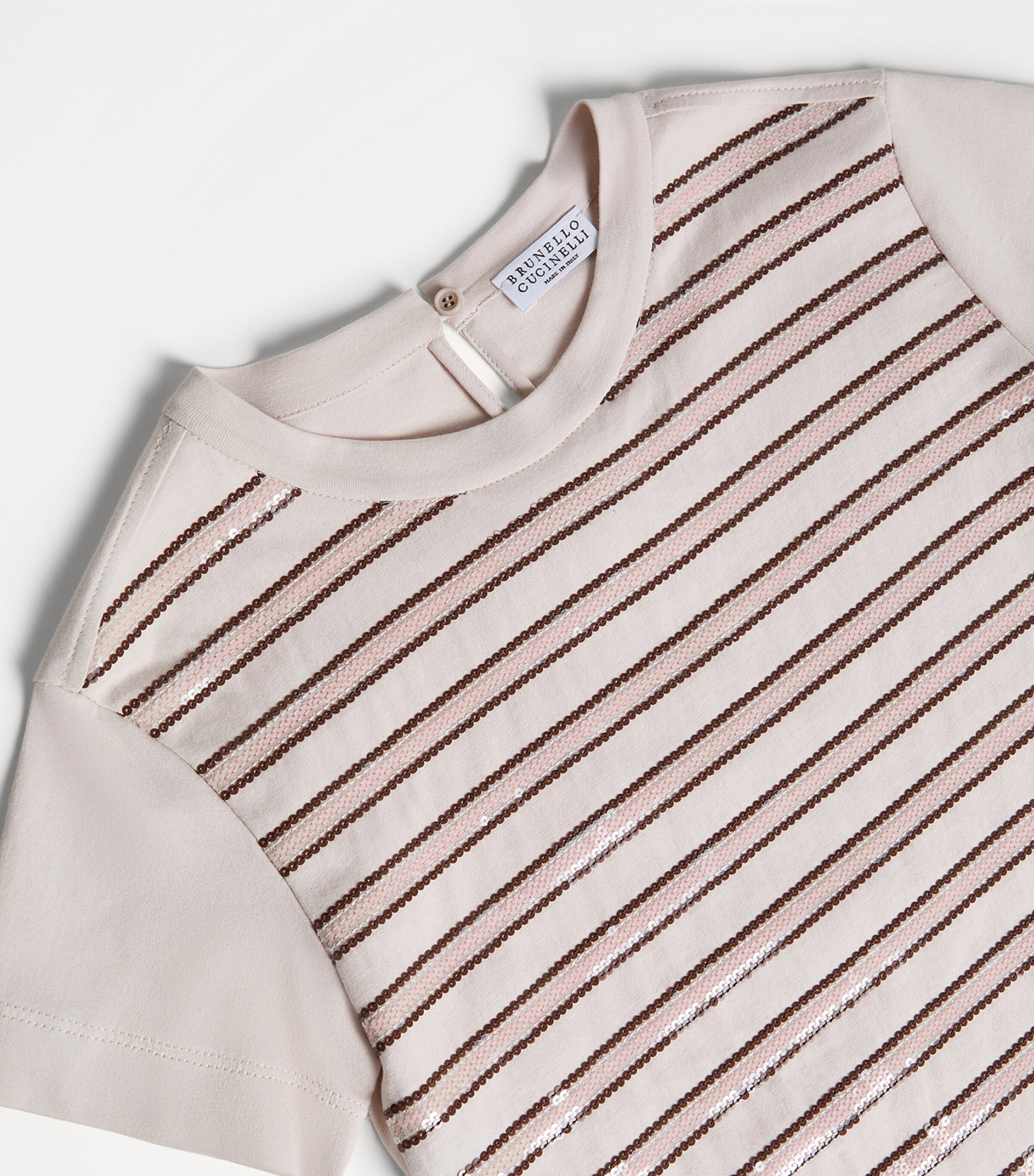 Brunello Cucinelli Kids Cotton Embellished Stripe T-Shirt (4-6 Years) Image 3
