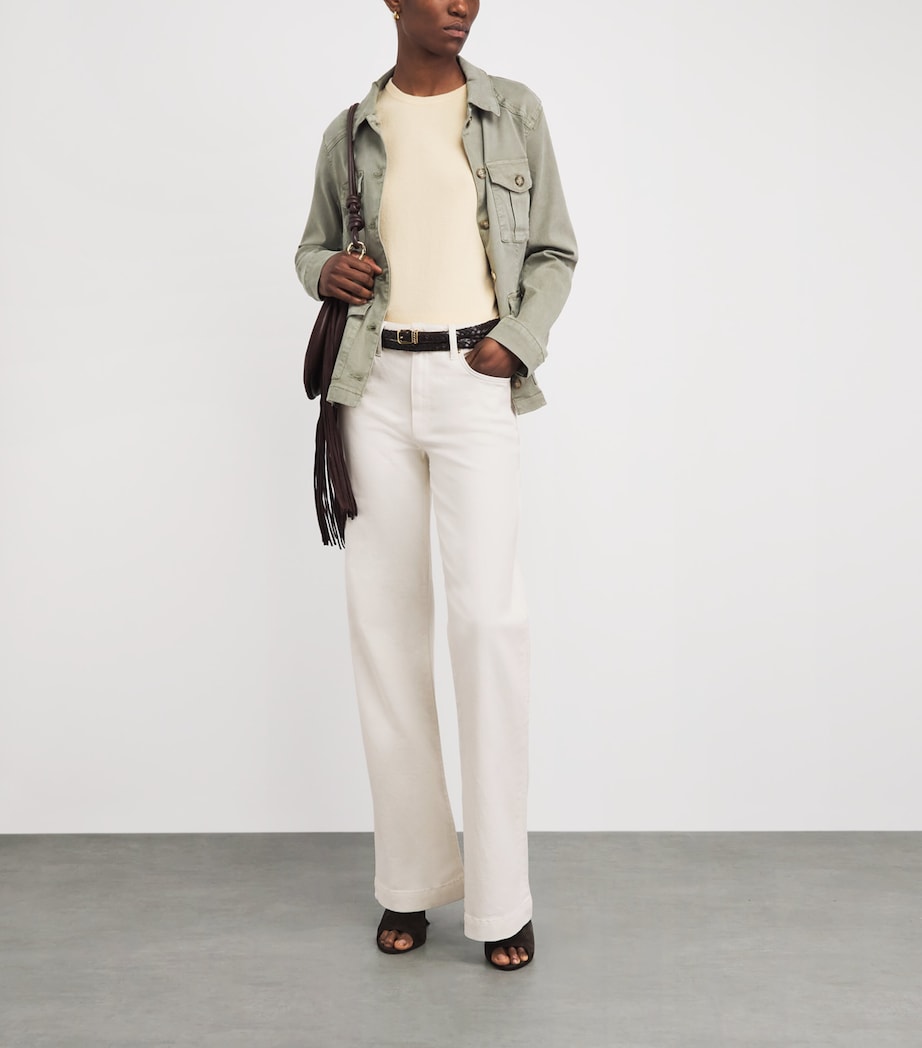 PAIGE Womens Leenah Wide-Leg Jeans Tonal Ecru Image 2