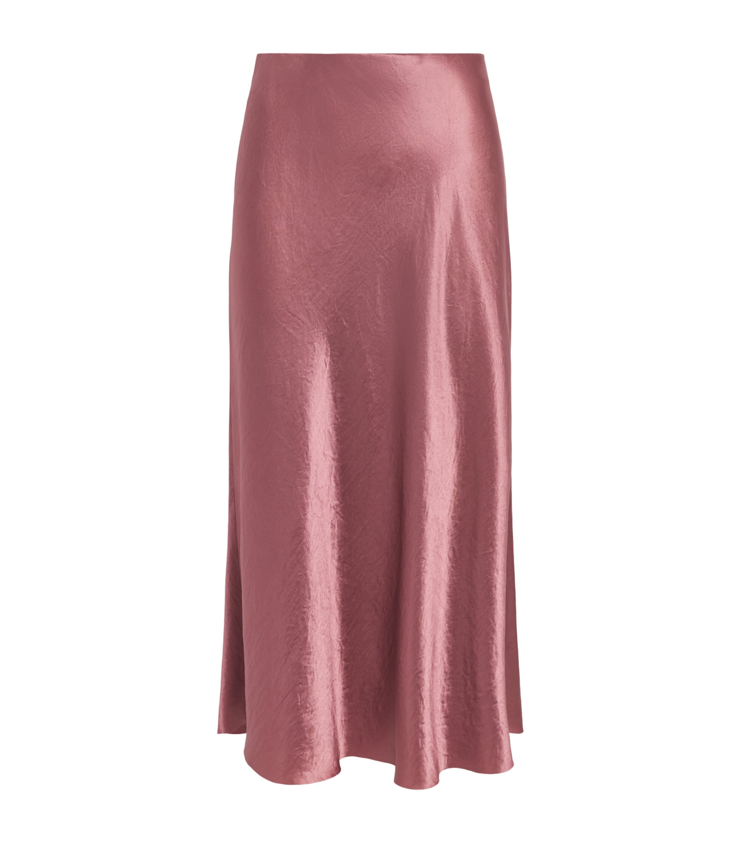 Vince Womens Crinkle Satin Midi Skirt Rose Jam Image 1