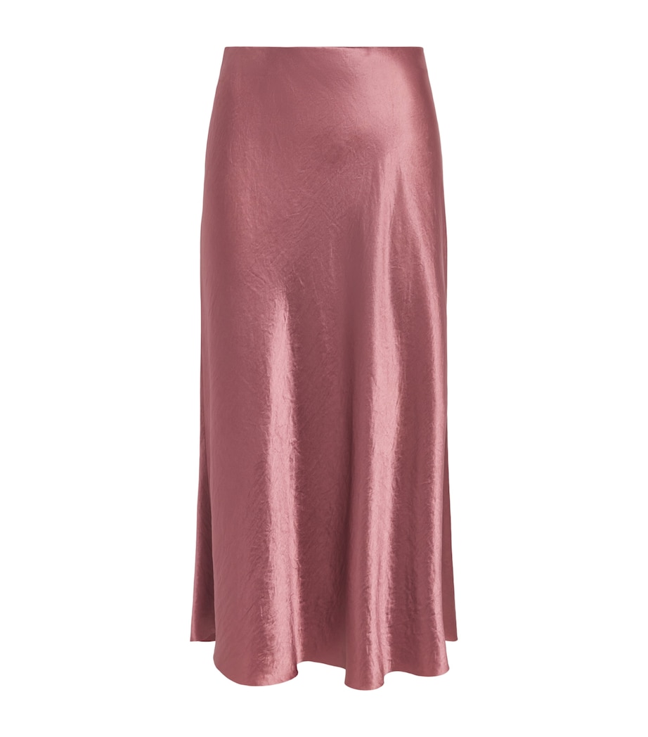 Vince Womens Crinkle Satin Midi Skirt Rose Jam Image 1