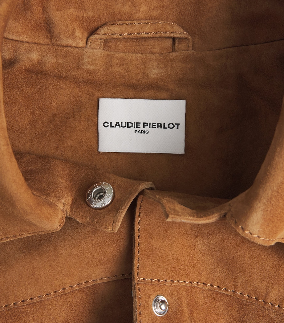 Claudie Pierlot Womens Suede Shirt-Style Jacket Camel Image 6