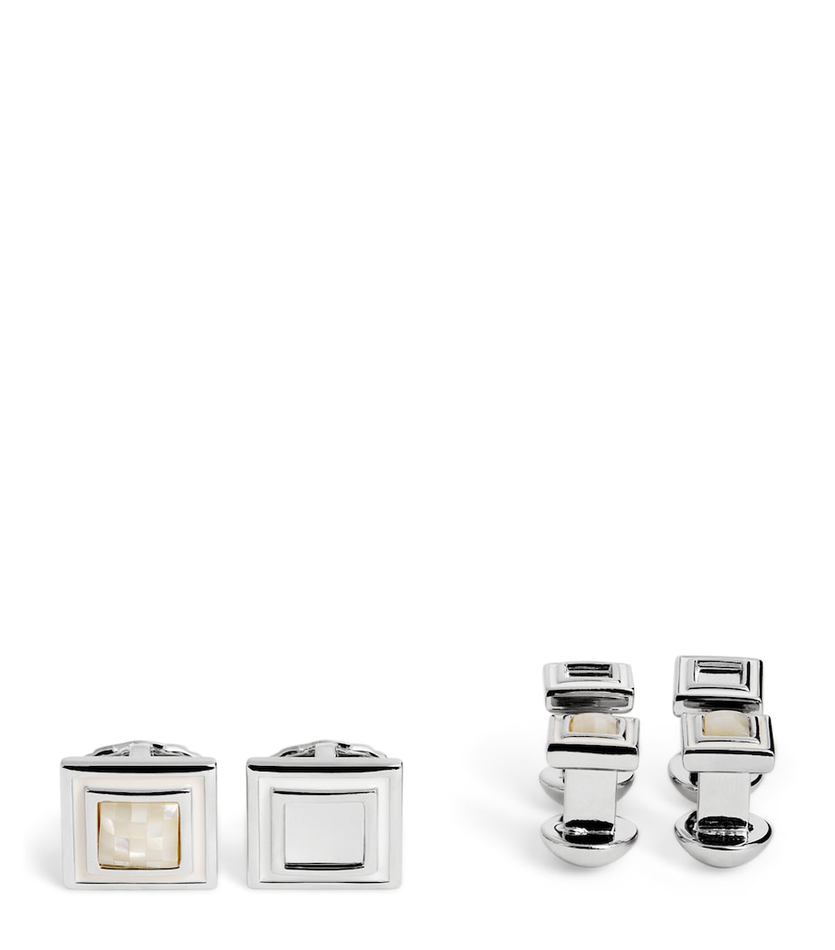 Thompson Mother-Of-Pearl Mosaic Cufflinks and Studs Set SILVER Image 1