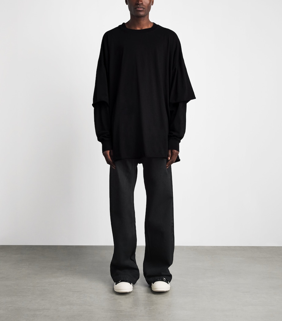 Rick Owens Mens Oversized Tommy Hustler Hoodie Black Image 2