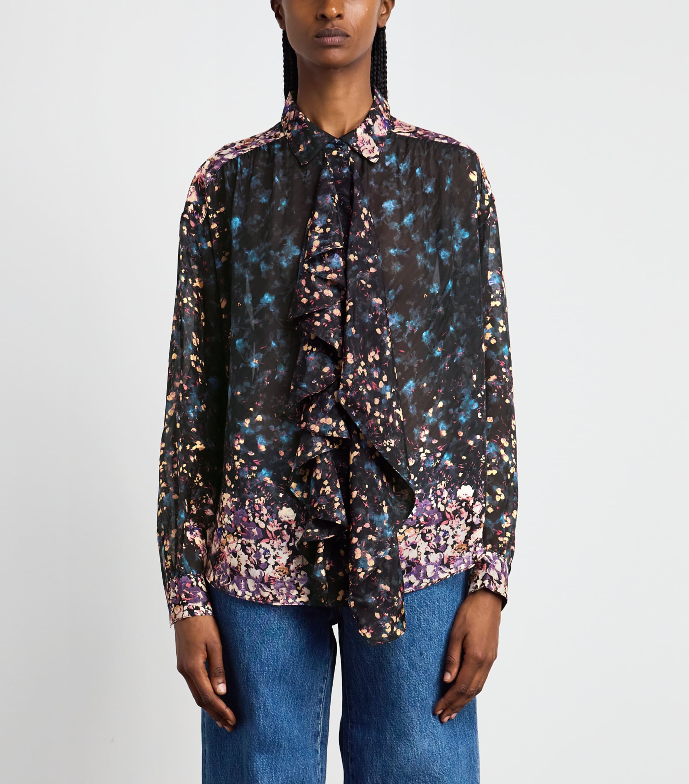 Ulla Johnson Womens Silk Ruffle Gesture Blouse Eclipse Image 4