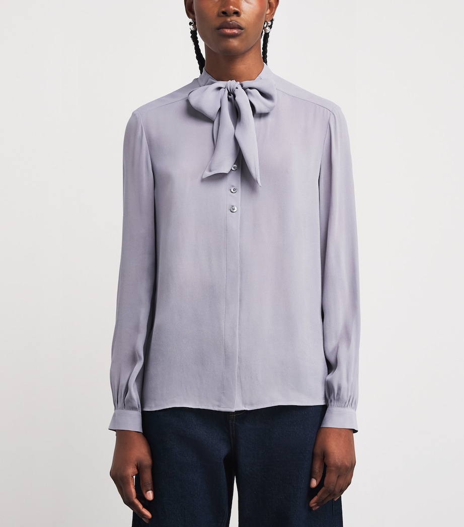 Georgette Pussybow Blouse 029 GRAY Image 3