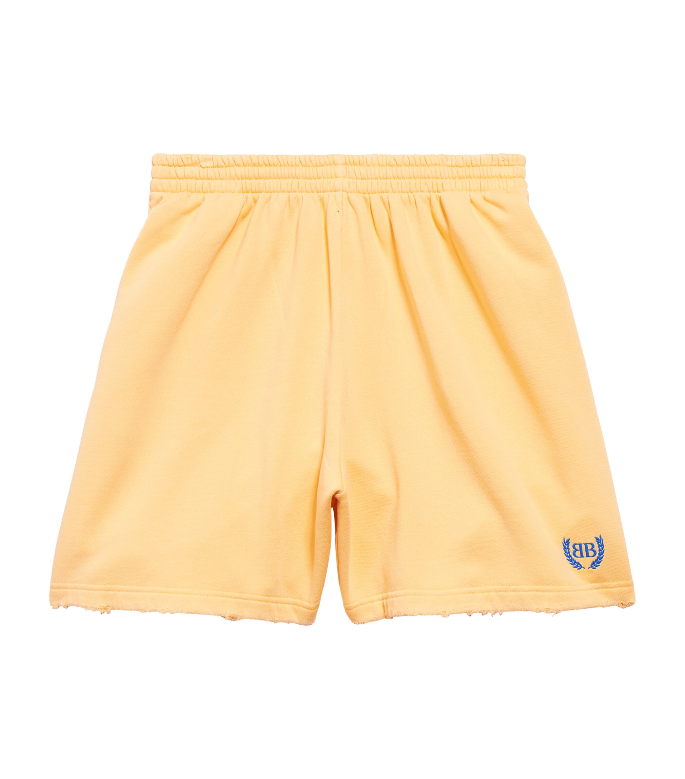 Balenciaga Distressed Laurel Classic Sweat Shorts In Yellow