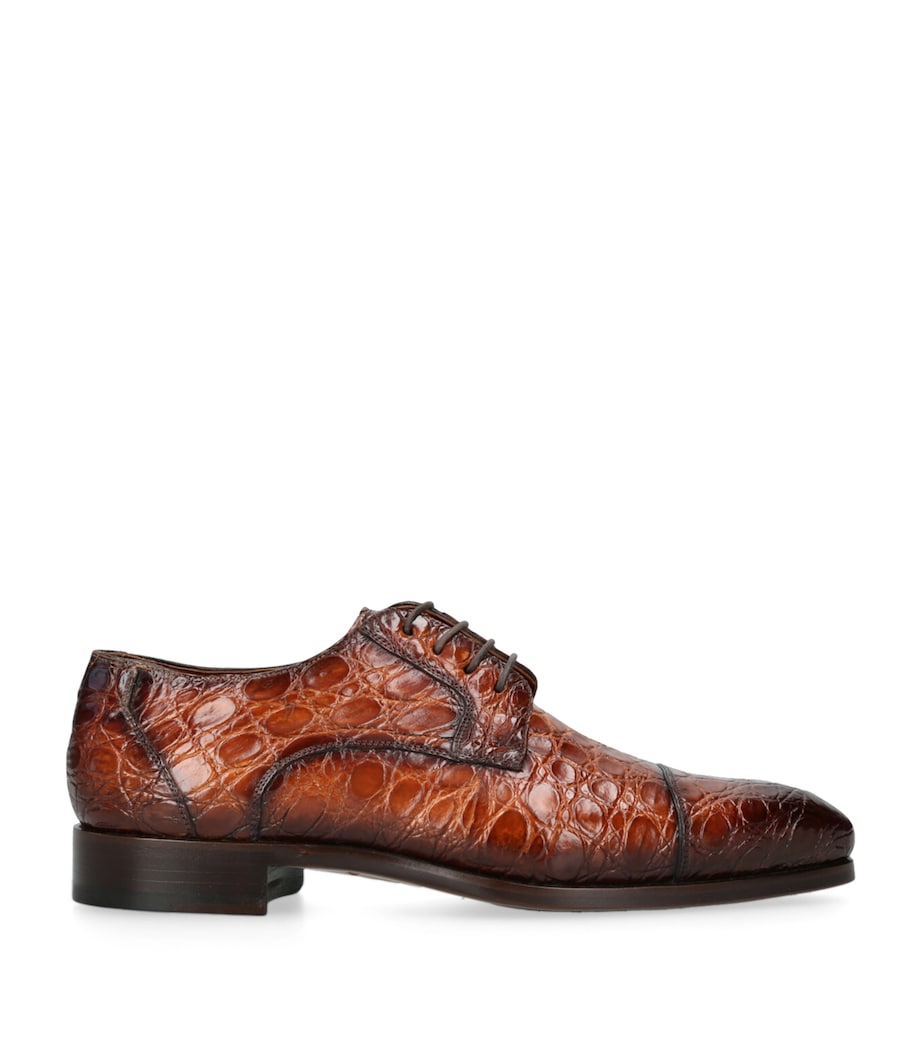 Magnanni Crocodile Leather Oxford Shoes Tan Image 1