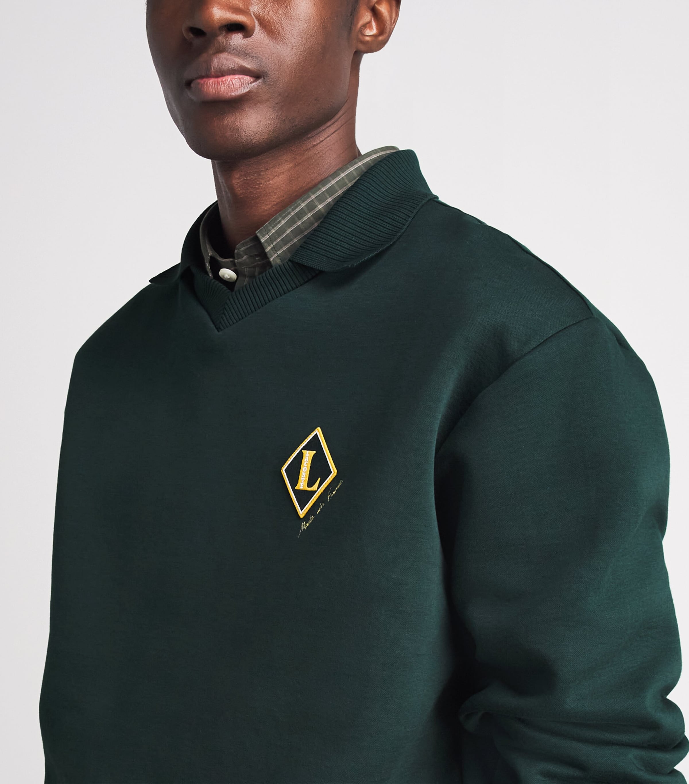 Lacoste Mens Cotton-Blend Badge Sweatshirt Sinople Image 3