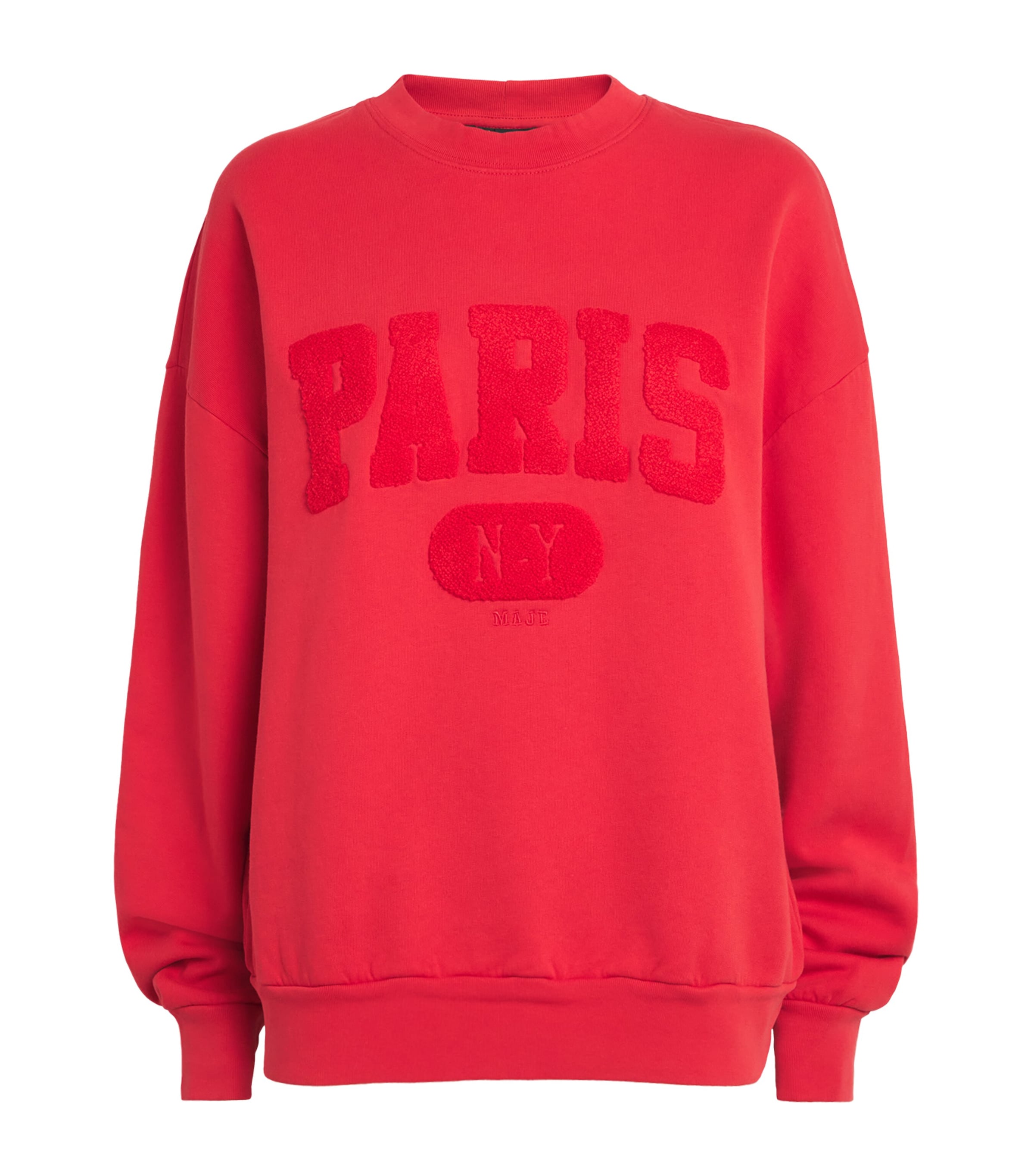 Maje Womens Red Paris Round-neck Cotton Sweatshirt In Red
