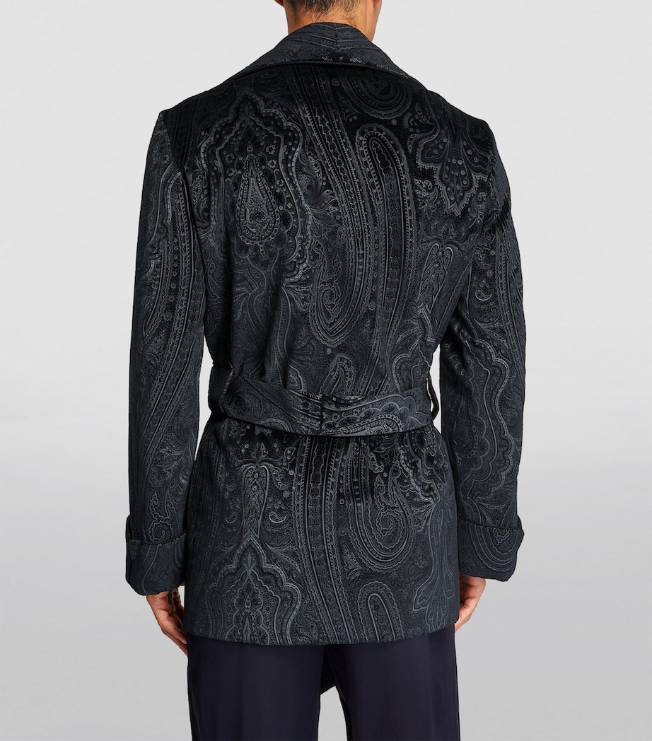 Silk-Lined Paisley Smoking Jacket NAVY Image 4