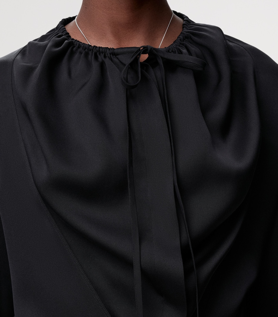 Silk-Blend Satin Blouse BLACK Image 5