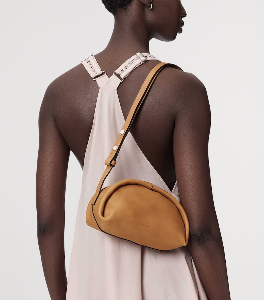 AllSaints Calfskin Rosalie Arc Cross-Body Bag Toffee Brown Image 2