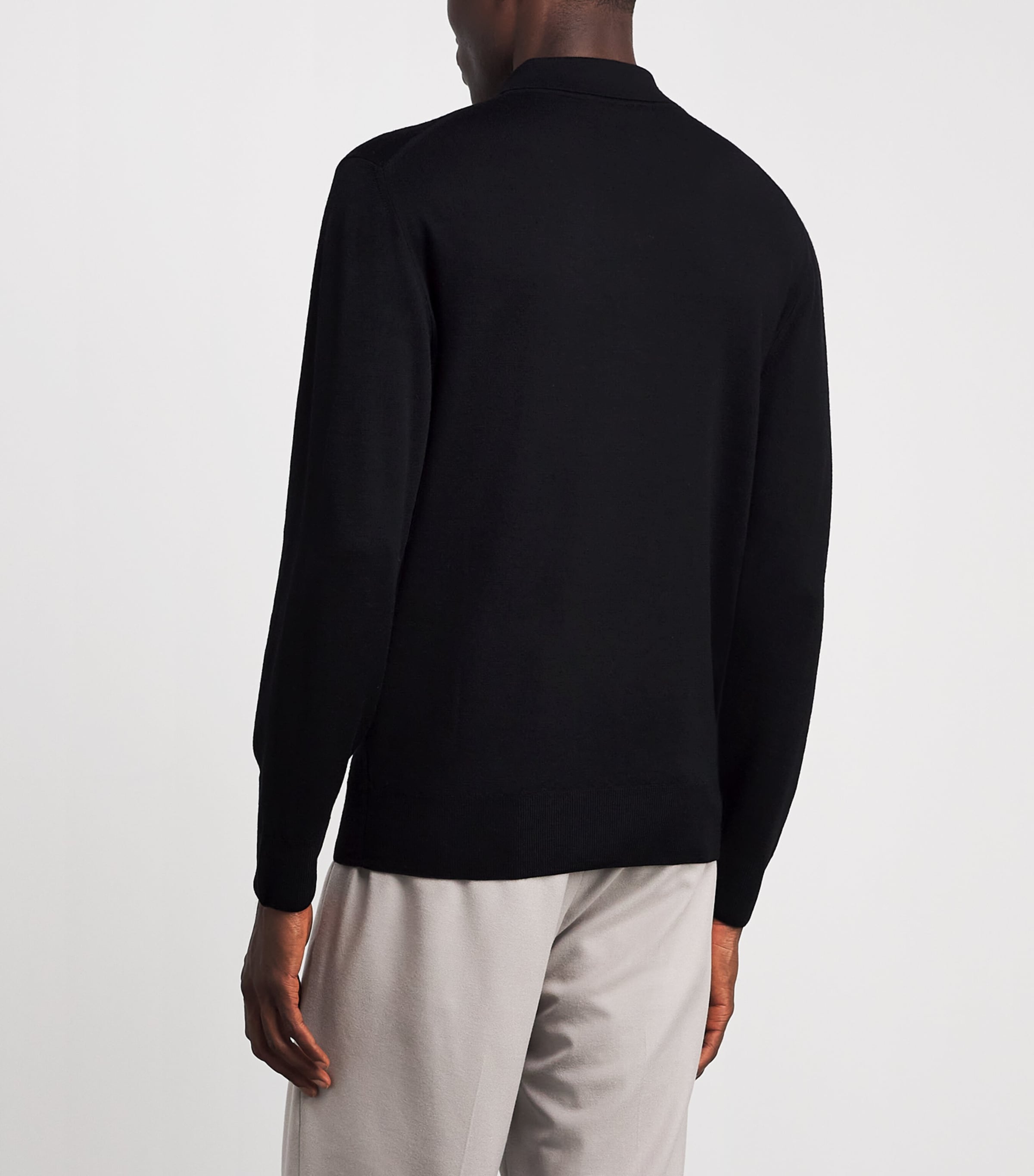 Canali Mens Wool Quarter-Zip Polo Sweater Black Image 5