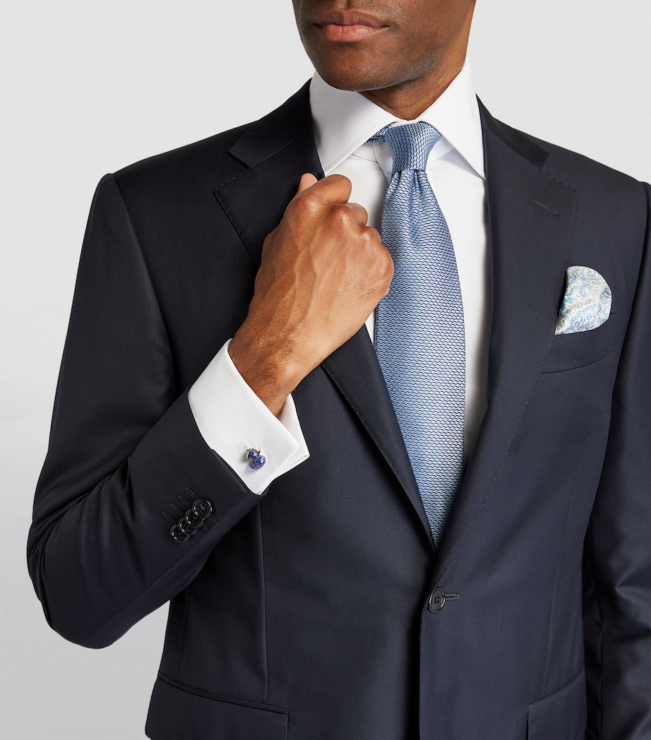 Rhodium-Plated Sodalite Duck Cufflinks SILVER/ BLUE Image 4