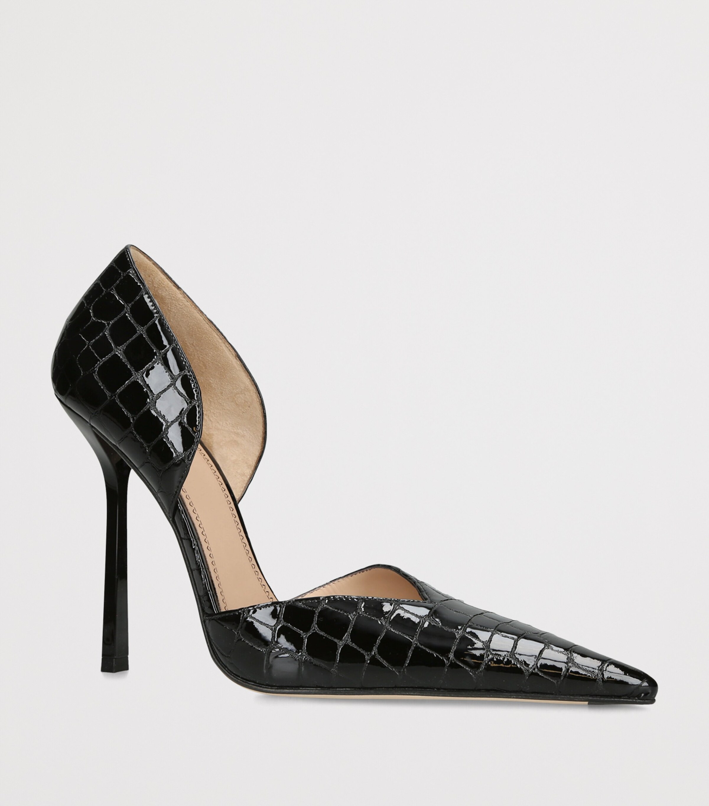 Victoria Beckham Patent Leather Angle D'Orsay Heeled Pumps 115 Black Image 2