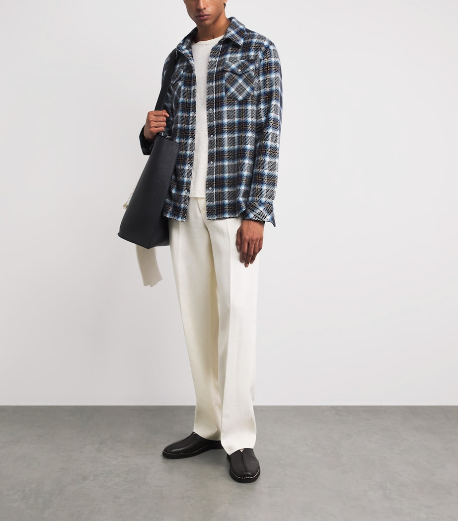 GOD'S TRUE CASHMERE Mens Linen Wide-Leg Trousers Moonstone Image 2