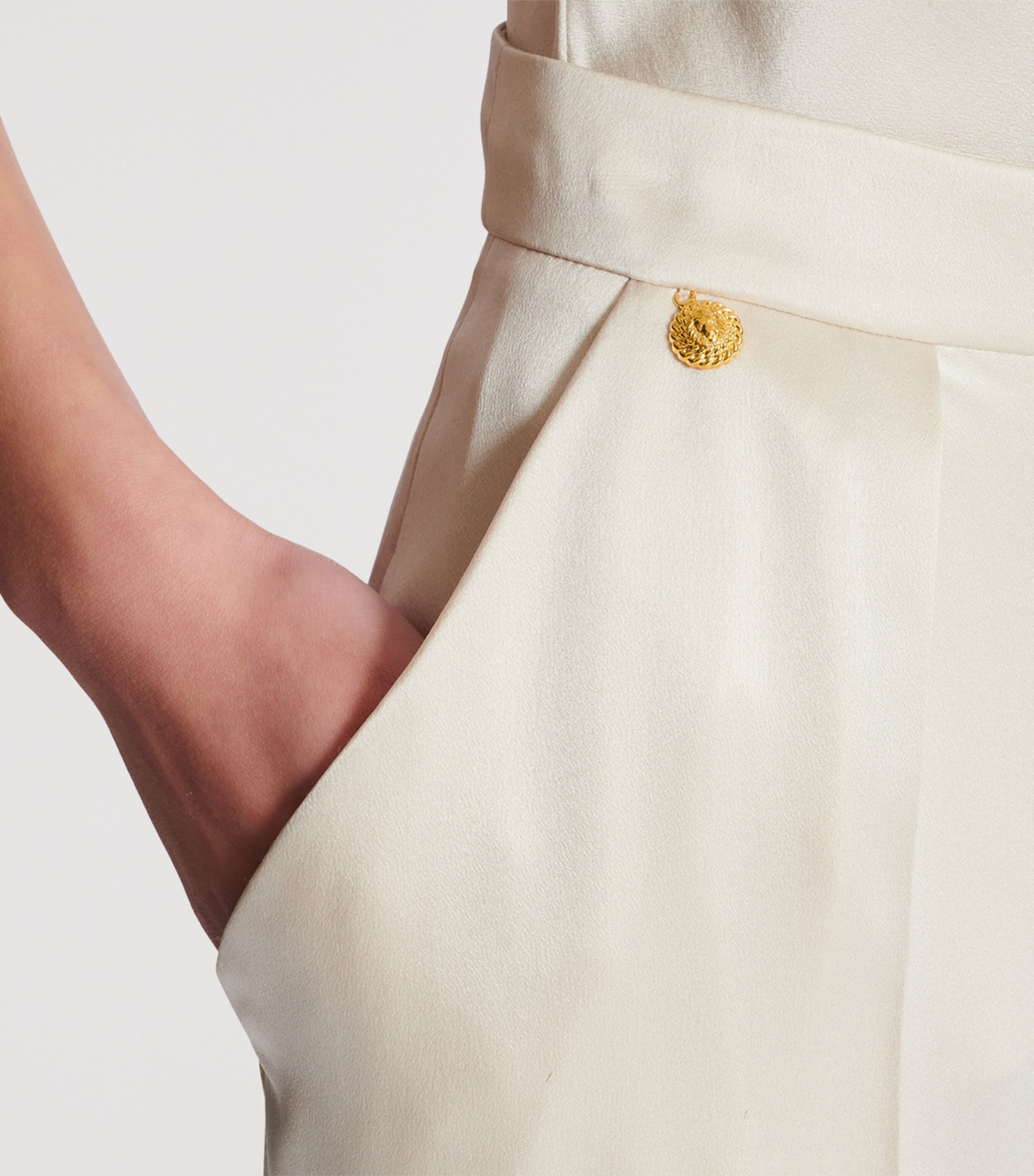 Silk Straight Tailored Trousers 0AS BEIGE Image 7