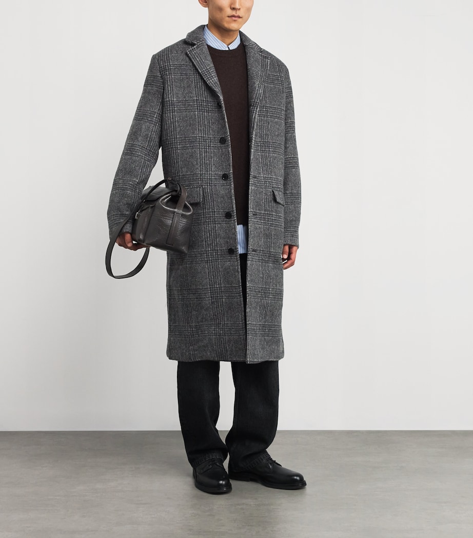 Wool-Blend Check Overcoat GREY CH Image 2