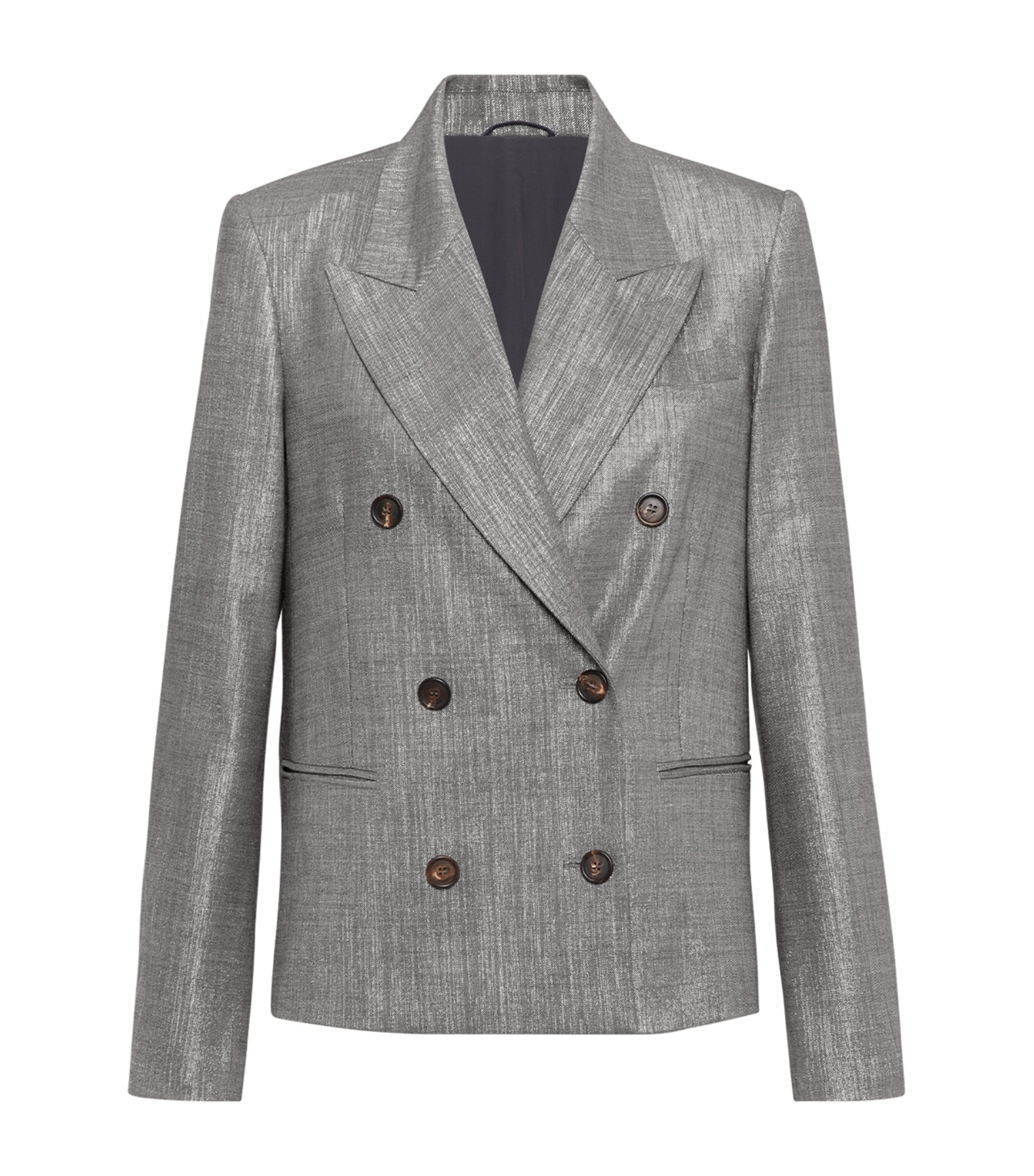 Brunello Cucinelli Sparkling Double-breasted Blazer In Gray